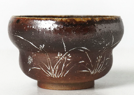 0721JZ75-JINGDEZHEN-CER-主人杯0037 柴燒雕刻杯 景德鎮非遺老師黃澤雍親工雕刻 雕刻杯70ml（A75）