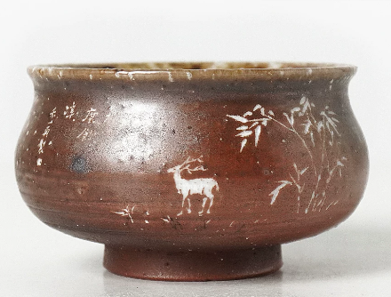 0721JZ82-JINGDEZHEN-CER-主人杯0045 柴燒雕刻杯 景德鎮非遺老師黃澤雍親工雕刻 雕刻杯70ml（A82）