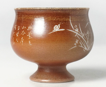 0721JZ88-JINGDEZHEN-CER-主人杯0078 柴燒雕刻杯 景德鎮非遺老師黃澤雍親工雕刻 雕刻杯70ml（A88）