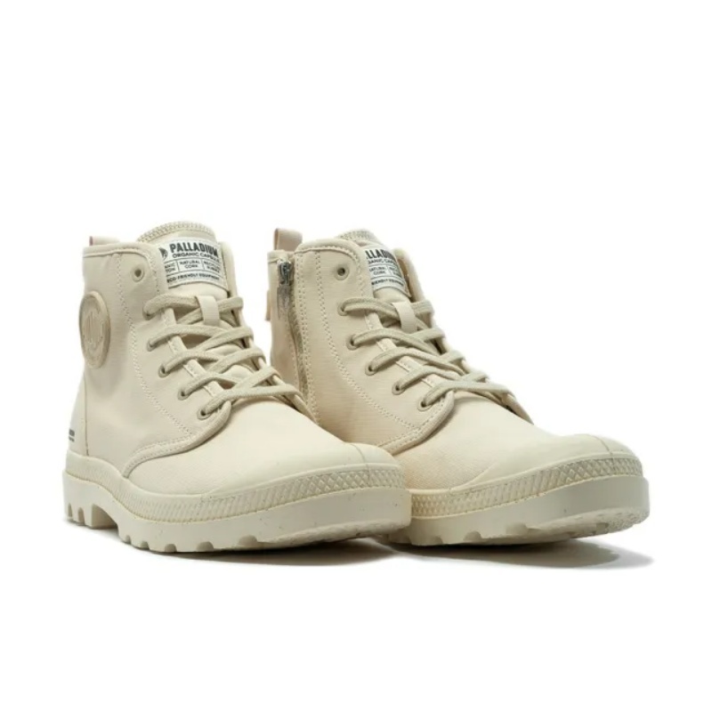 PALLADIUM 休閒鞋 PAMPA HI ZIP ORGANIC 沙色 拉鍊 帆布軍靴 男 79101-210
