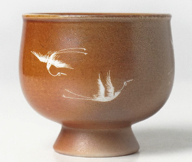0721JZ90-JINGDEZHEN-CER-主人杯0080 柴燒雕刻杯 景德鎮非遺老師黃澤雍親工雕刻 雕刻杯60ml（A90）