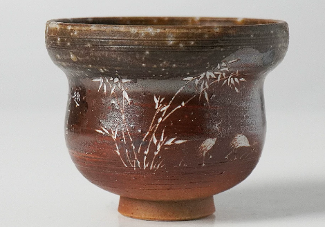 0721JZ96-JINGDEZHEN-CER-主人杯0089 柴燒雕刻杯 景德鎮非遺老師黃澤雍親工雕刻 雕刻杯100ml（A96）
