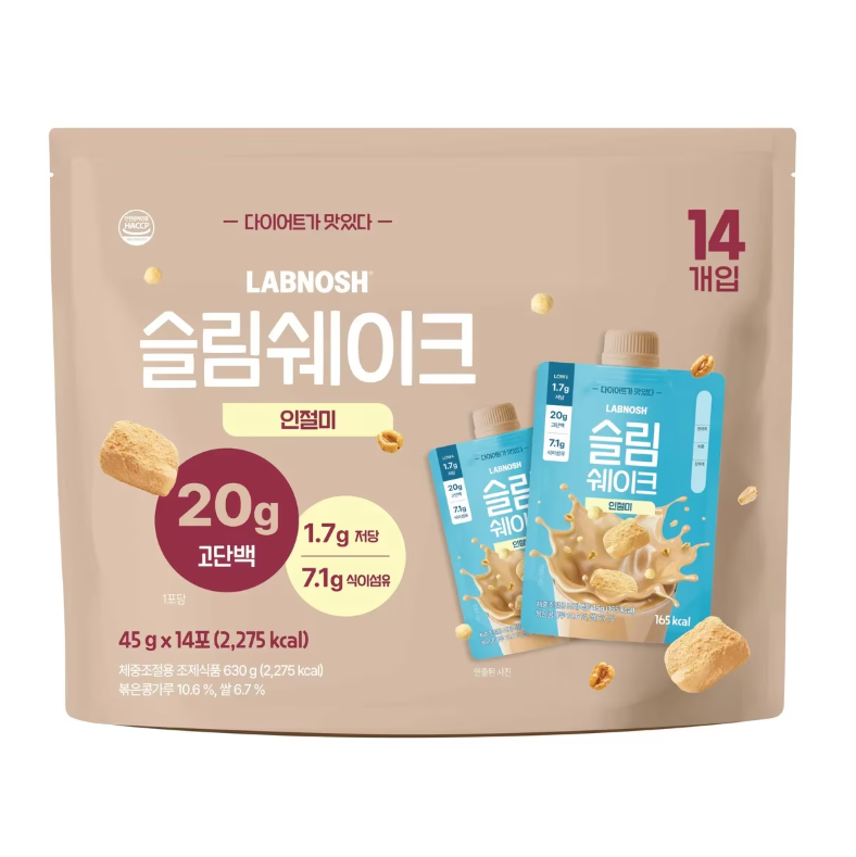 【直播】WKR072108 Labnosh Slim Shake 低卡高纖高蛋白代餐奶昔(黃豆粉麻糬風味)(14入裝)