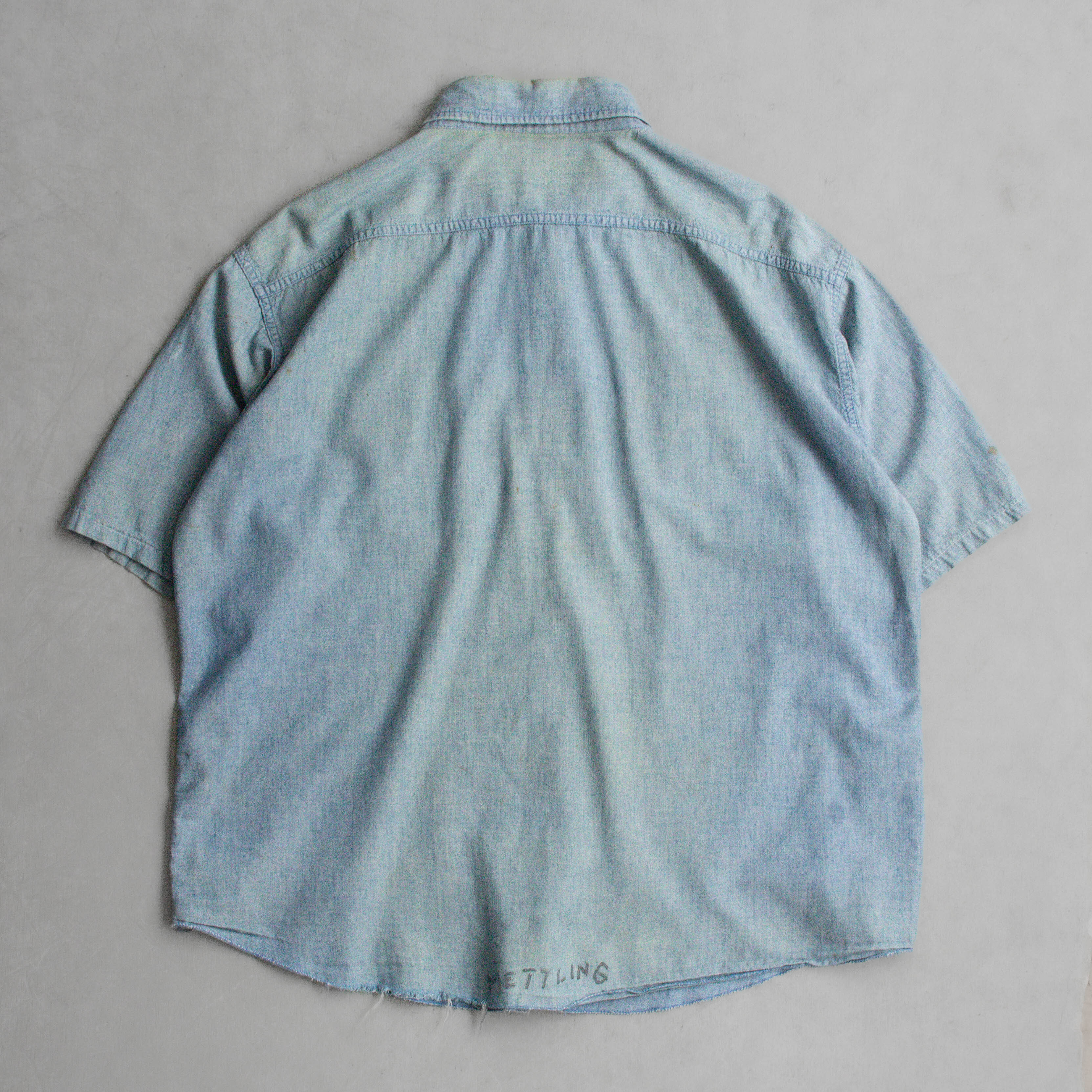 40-50S US NAVY CHAMBRAY SS SHIRT 美國 海軍 純棉 淺藍 青年布 短袖 襯衫