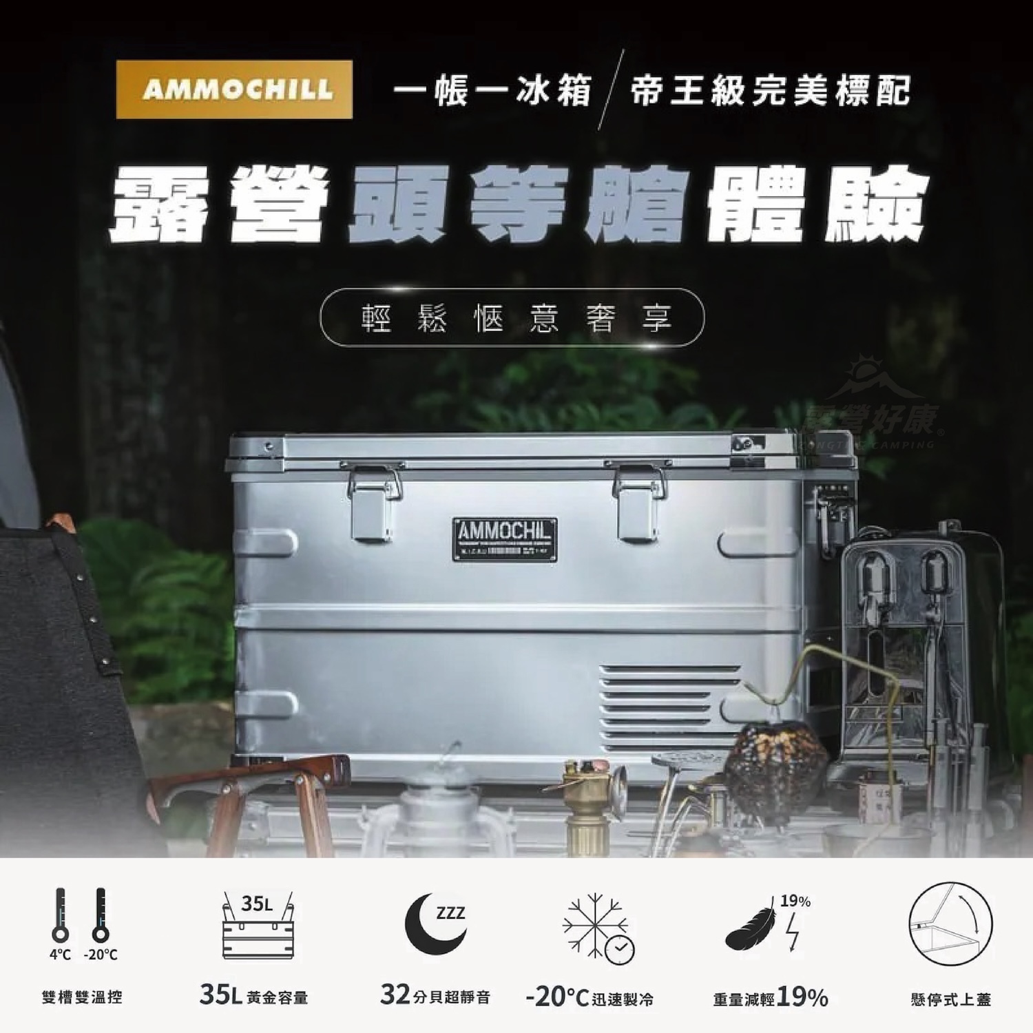 【BARRACK09】AMMOCHILL 35L 雙槽雙溫控車載行動冰箱｜-20°C極速冷凍｜鋁合金軍規冰箱
