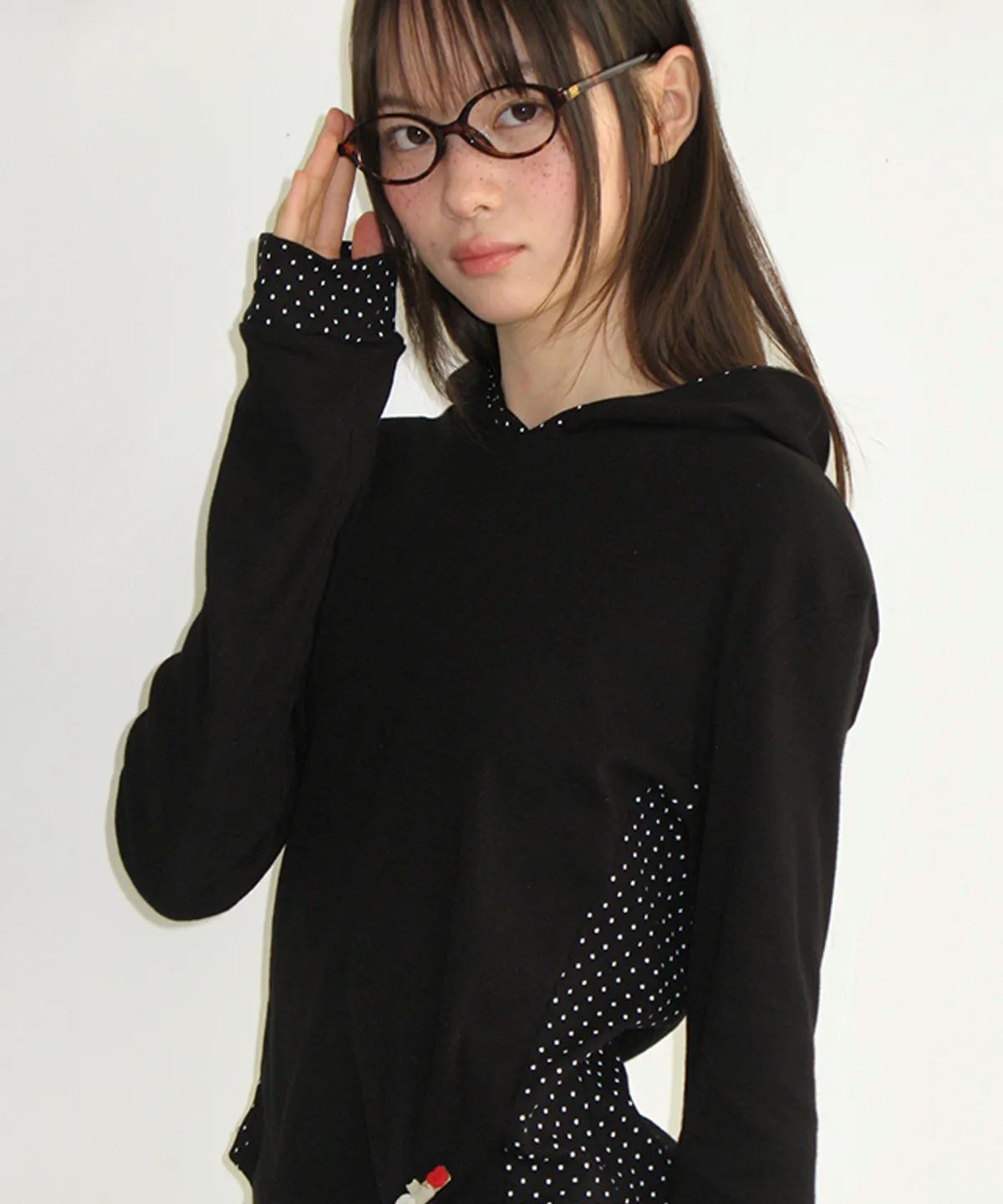 RONRON - DOT PANEL SLIM HOODIE LONG SLEEVE *3色* (RR25CLT5038)