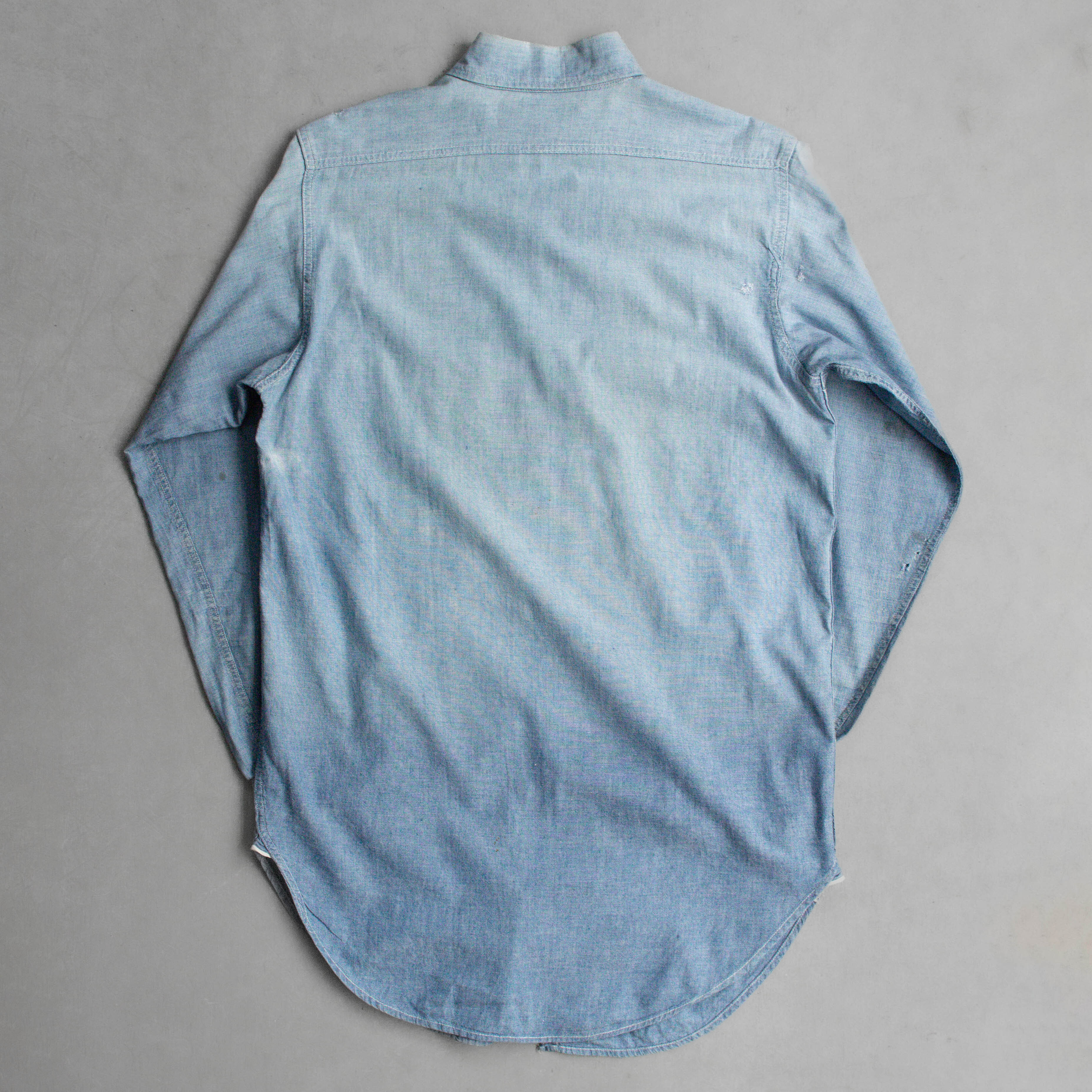 40S US NAVY CHAMBRAY SHIRT 美國 海軍 淺藍 青年布 長袖 襯衫 C