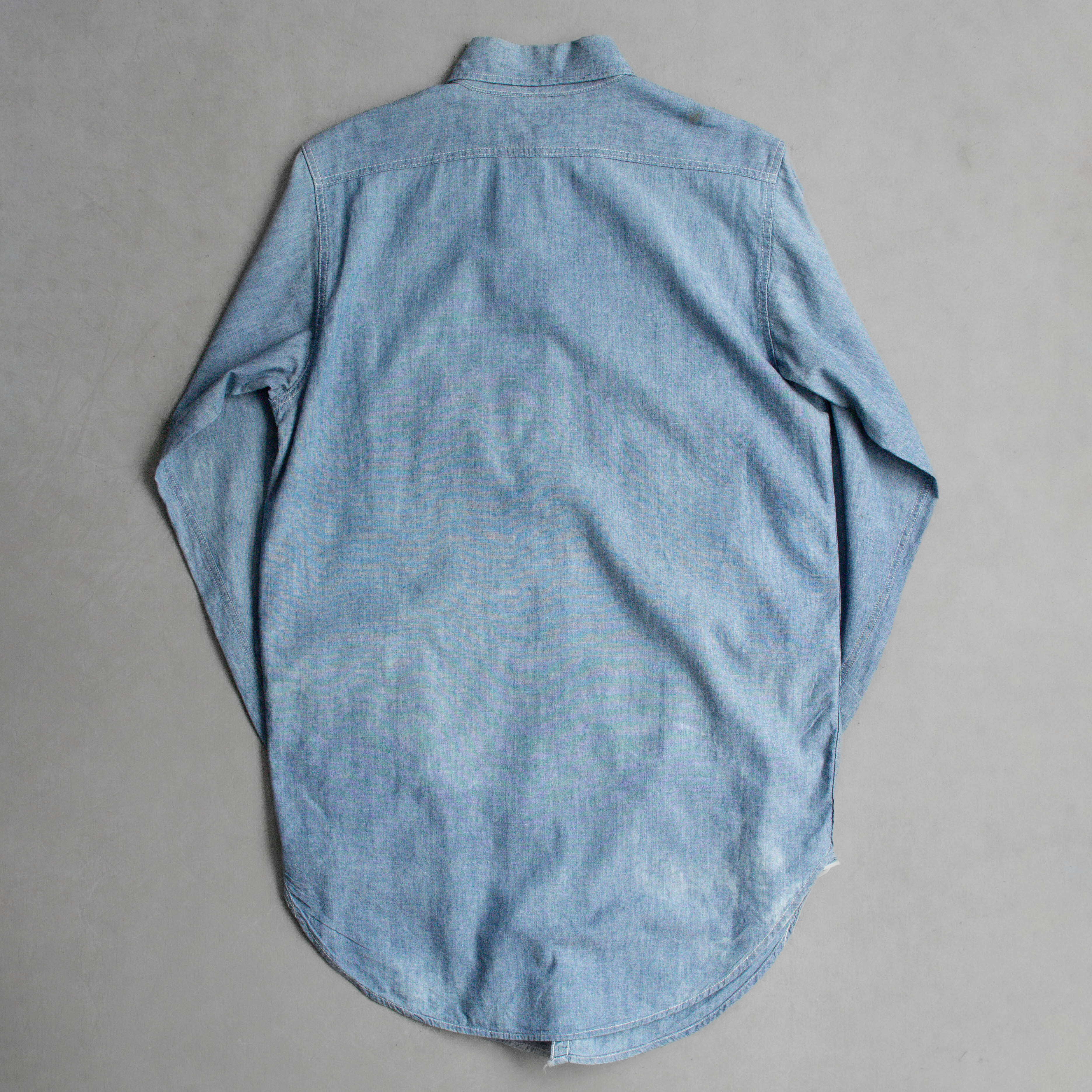 40S US NAVY CHAMBRAY SHIRT 美國 海軍 淺藍 青年布 長袖 襯衫 D