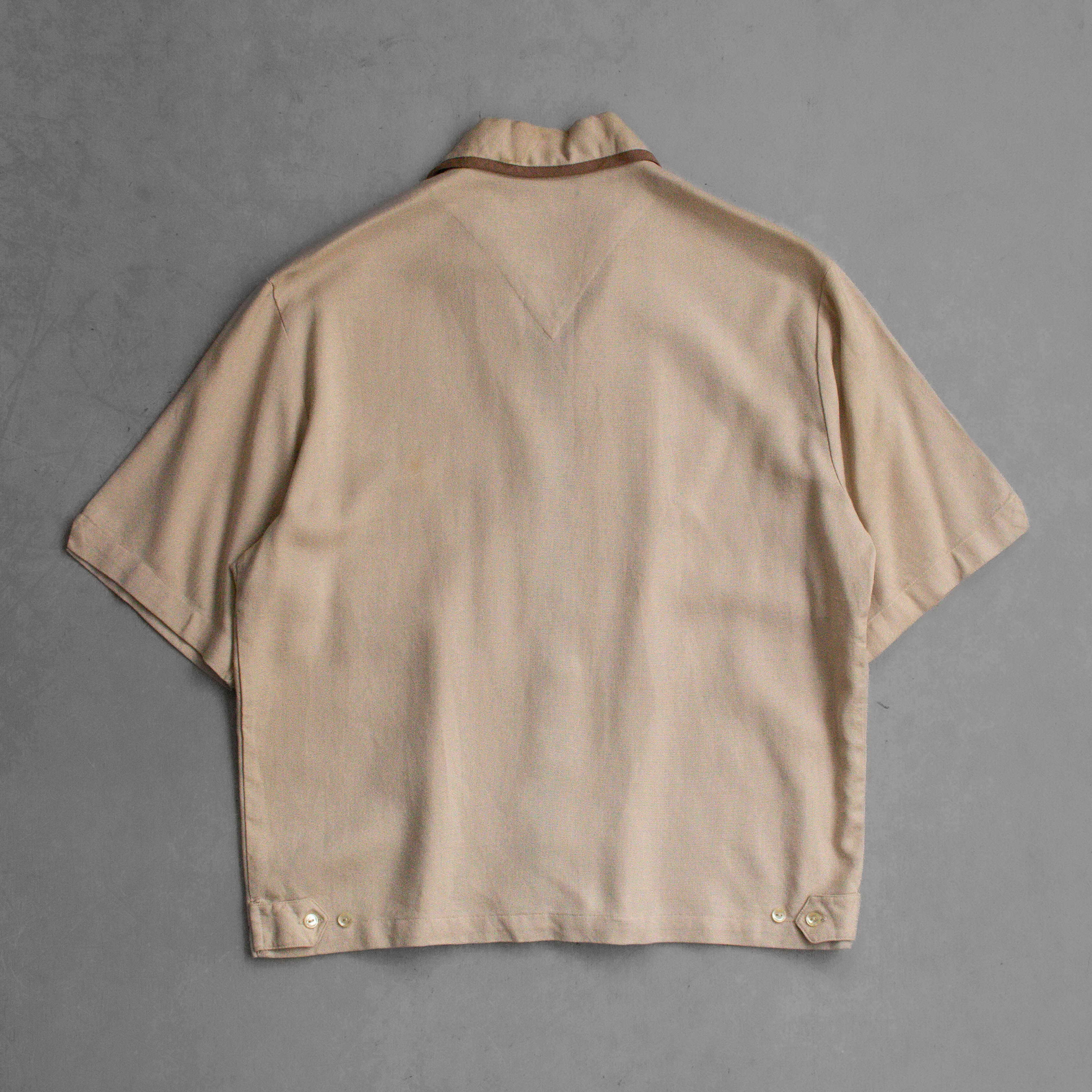 50-60S MCGREGOR RAYON ZIP UP SHIRT 美國製 卡其 嫘縈 短袖 拉鍊 襯衫