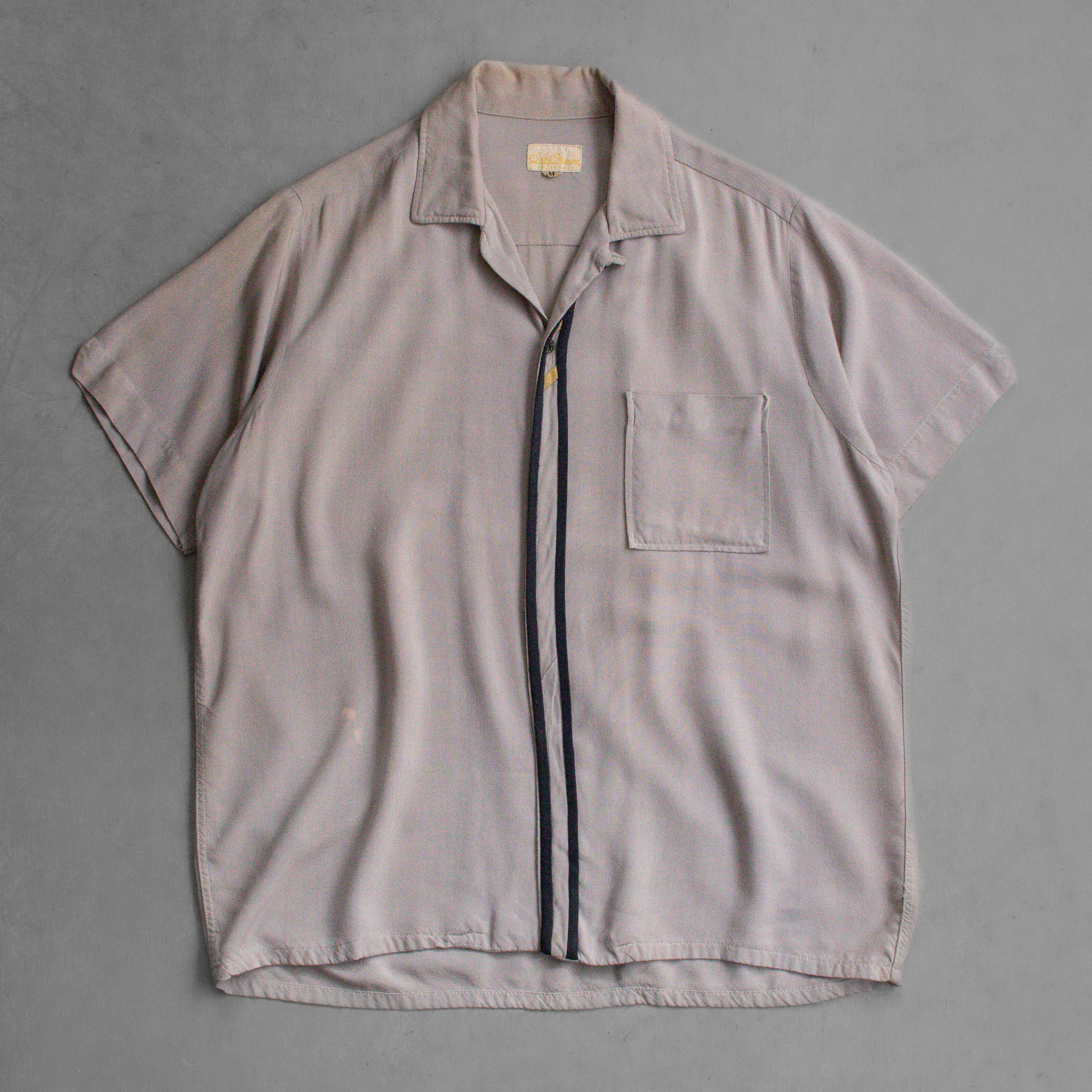 50-60S VINTAGE RAYON SS SHIRT 美國 灰色 嫘縈 短袖 襯衫