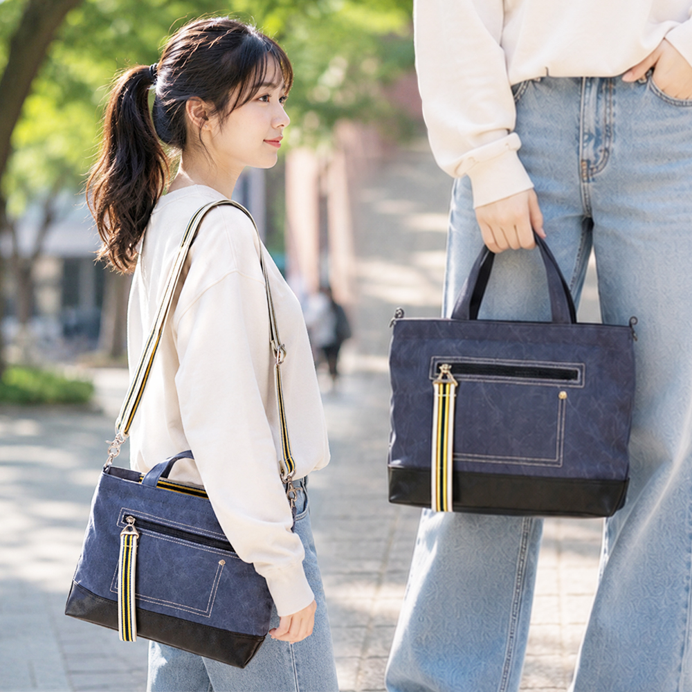 【 HIRES 】方正人生系列 韓系織帶丹寧小型托特包(附背帶)