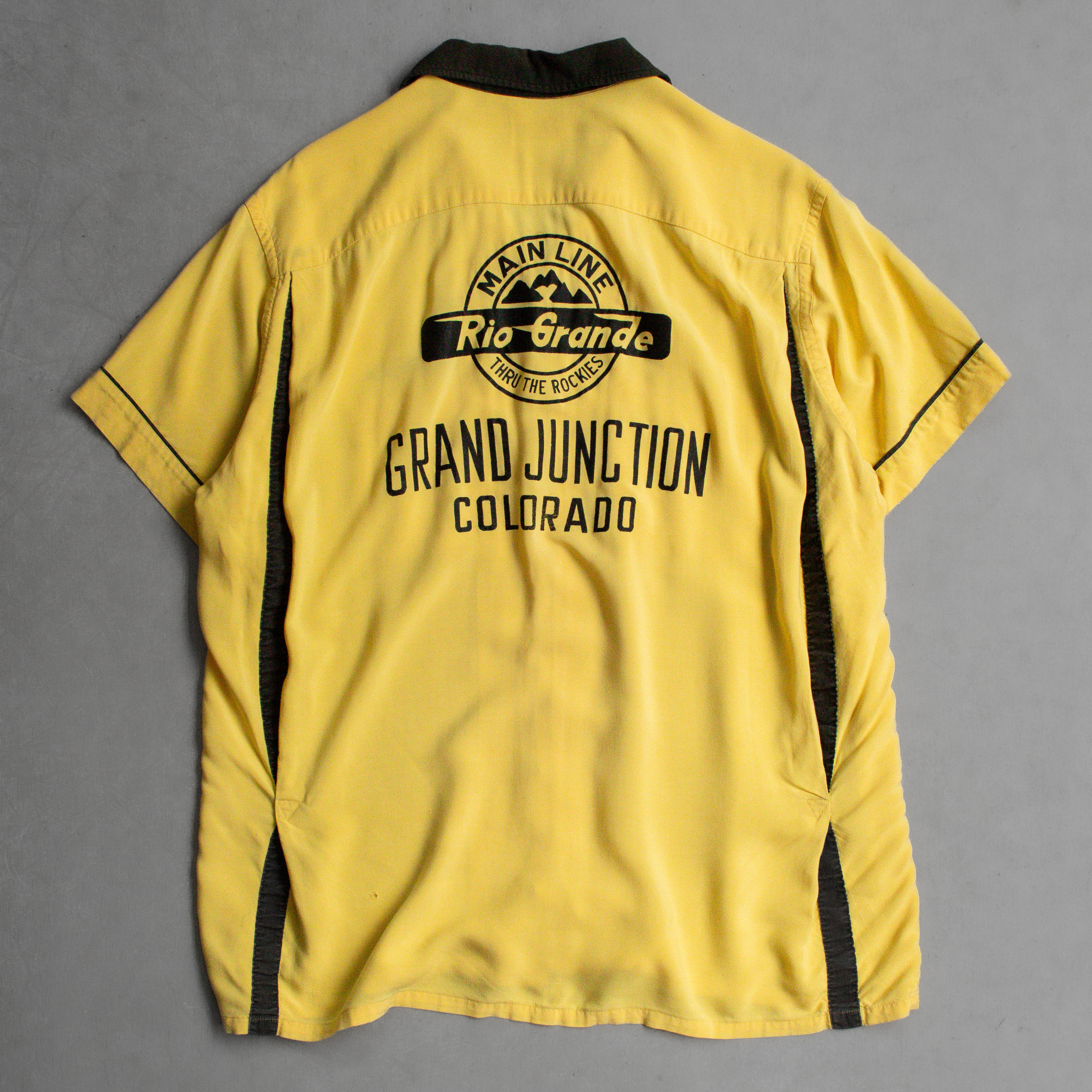 50S HILTON RAYON BOWLING SHIRT 美國製 黃色 嫘縈 短袖 保齡球 襯衫
