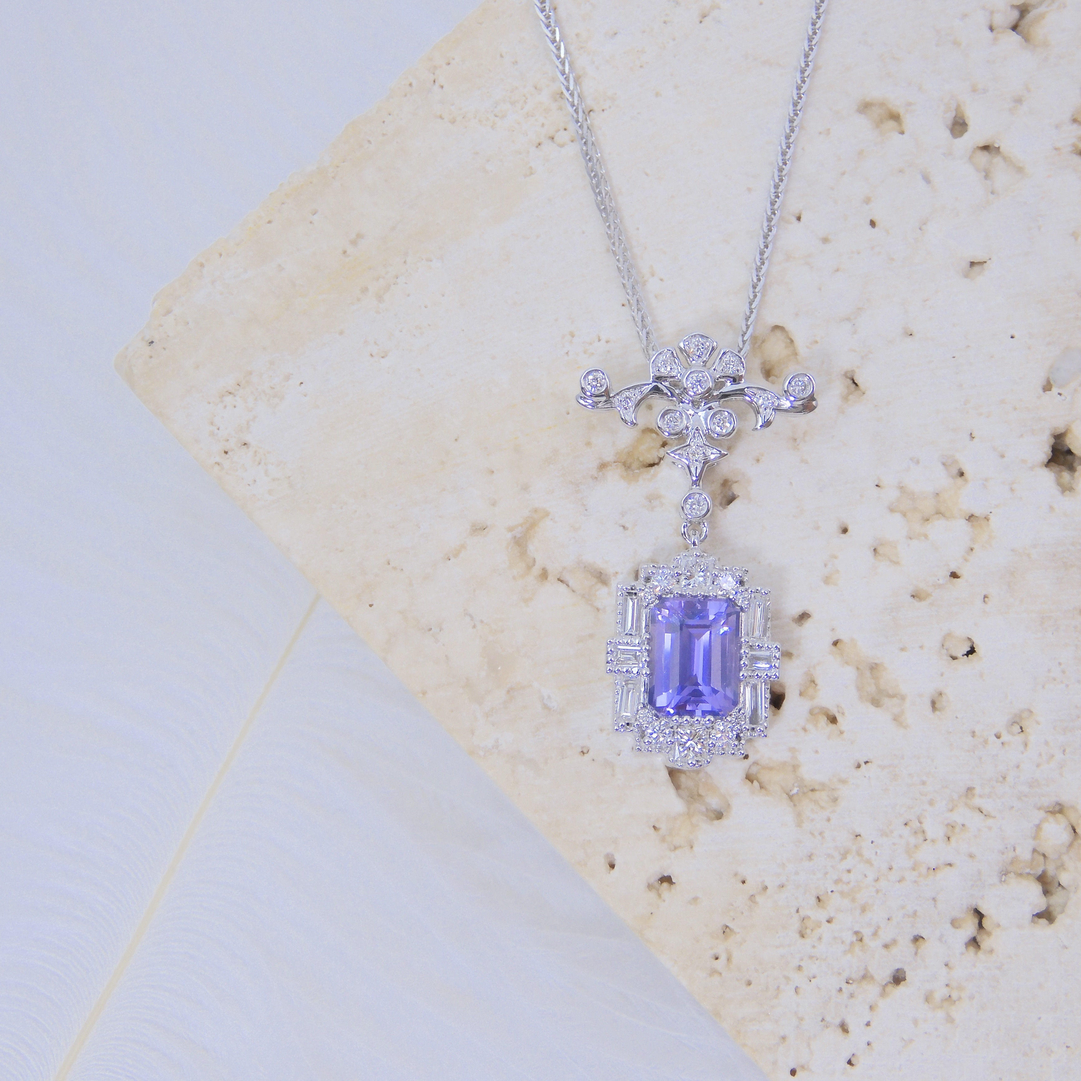 訂製 18K金 1.11ct 紫色藍寶石吊墜 (配證書)