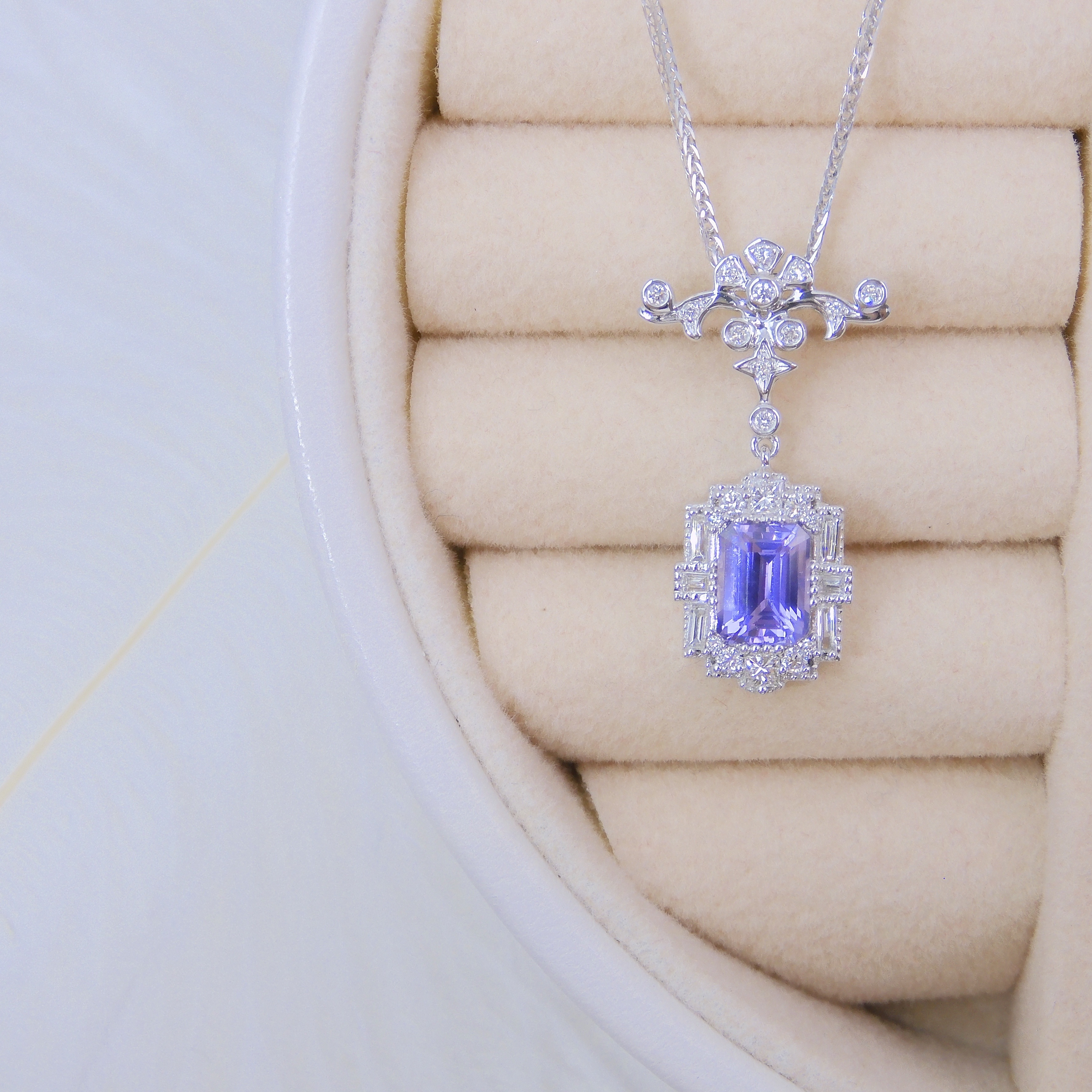 訂製 18K金 1.11ct 紫色藍寶石吊墜 (配證書)