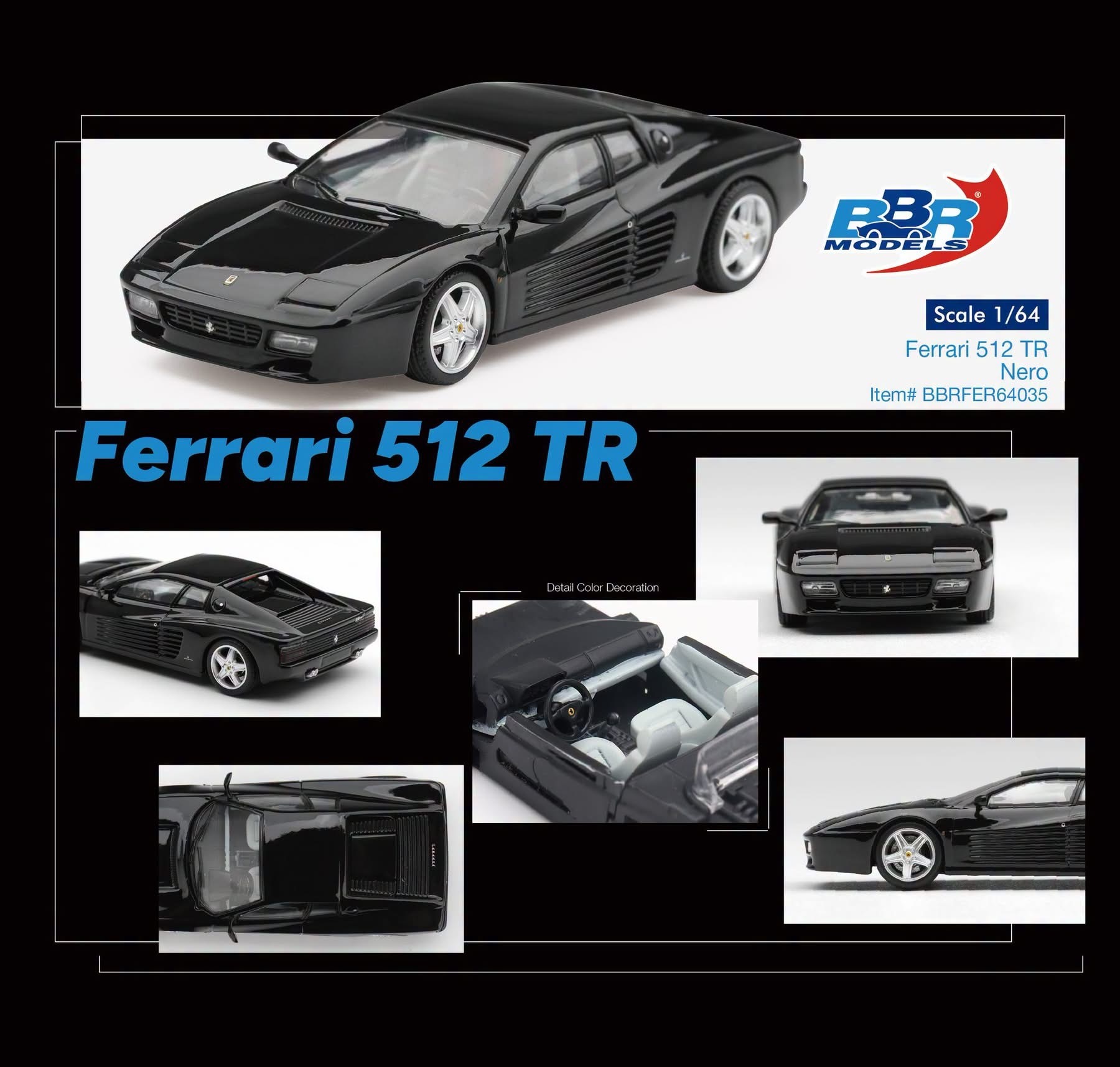 預訂Pre Order- BBR Ferrari 512 TR Nero