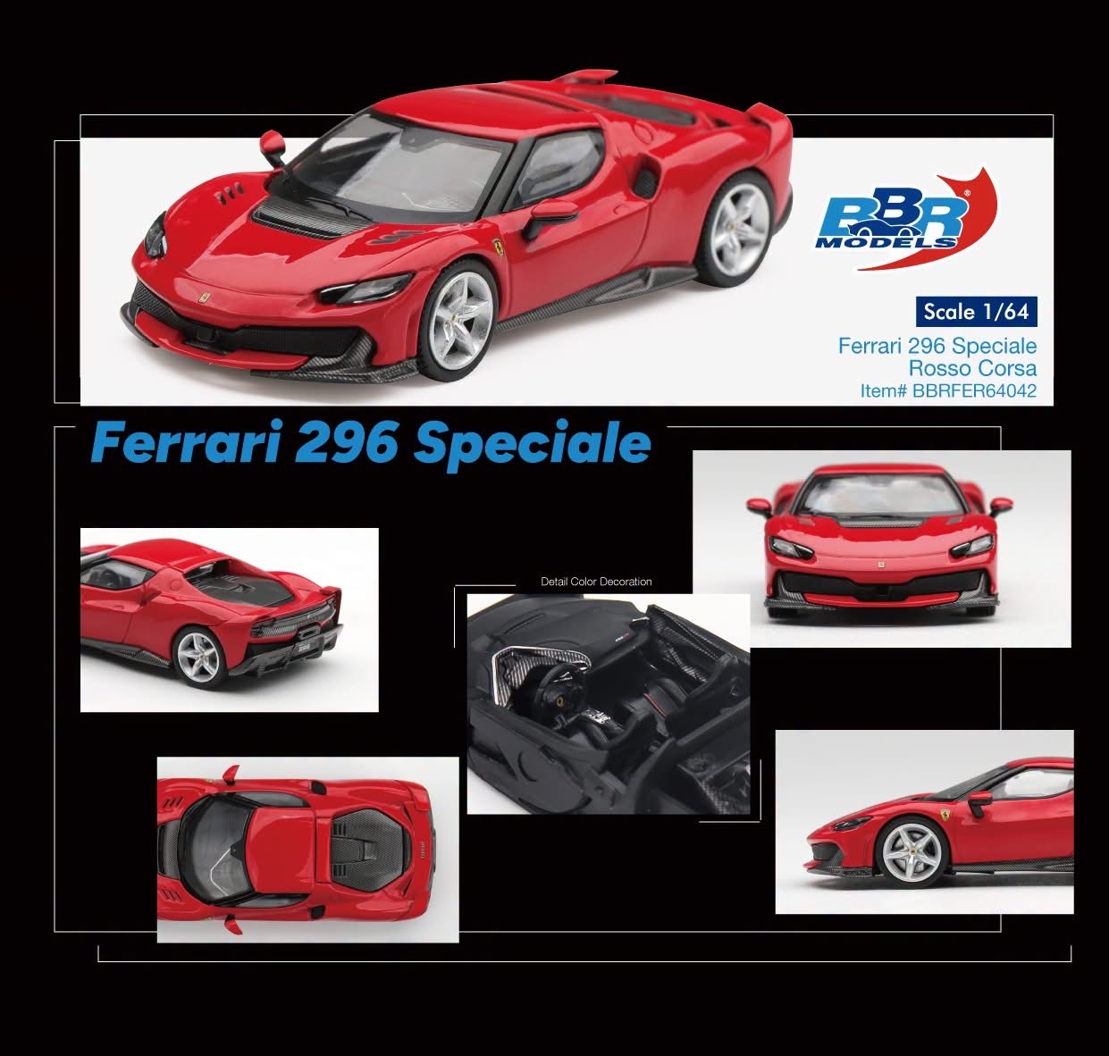 預訂Pre Order- BBR Ferrari 296 Speciale Rosso Corsa