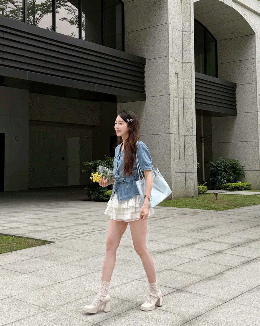 簡約設計感肩背包-奶霧藍