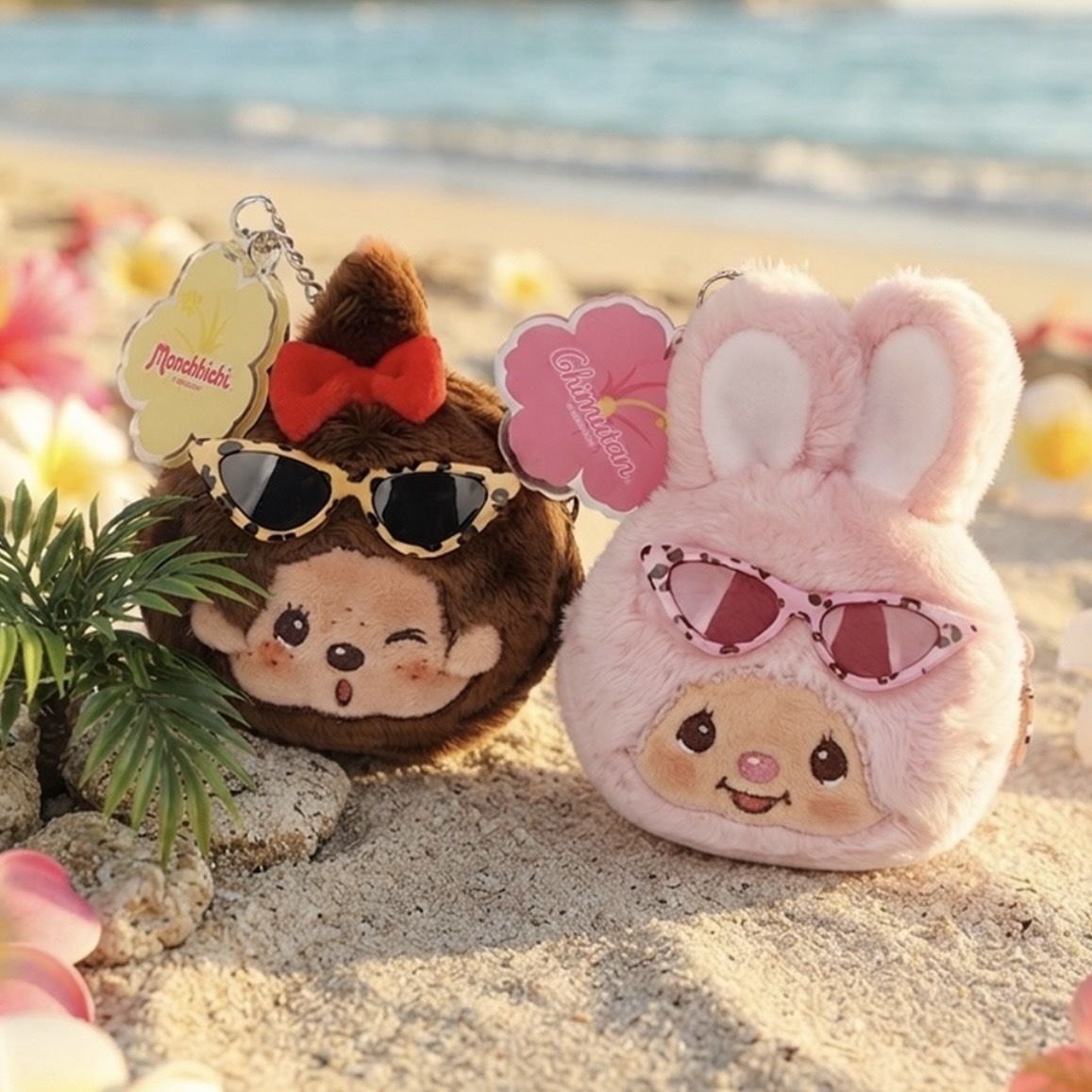 MONCHHICHI 蒙奇奇 曬黑 豹紋眼鏡 耳機包 收納包