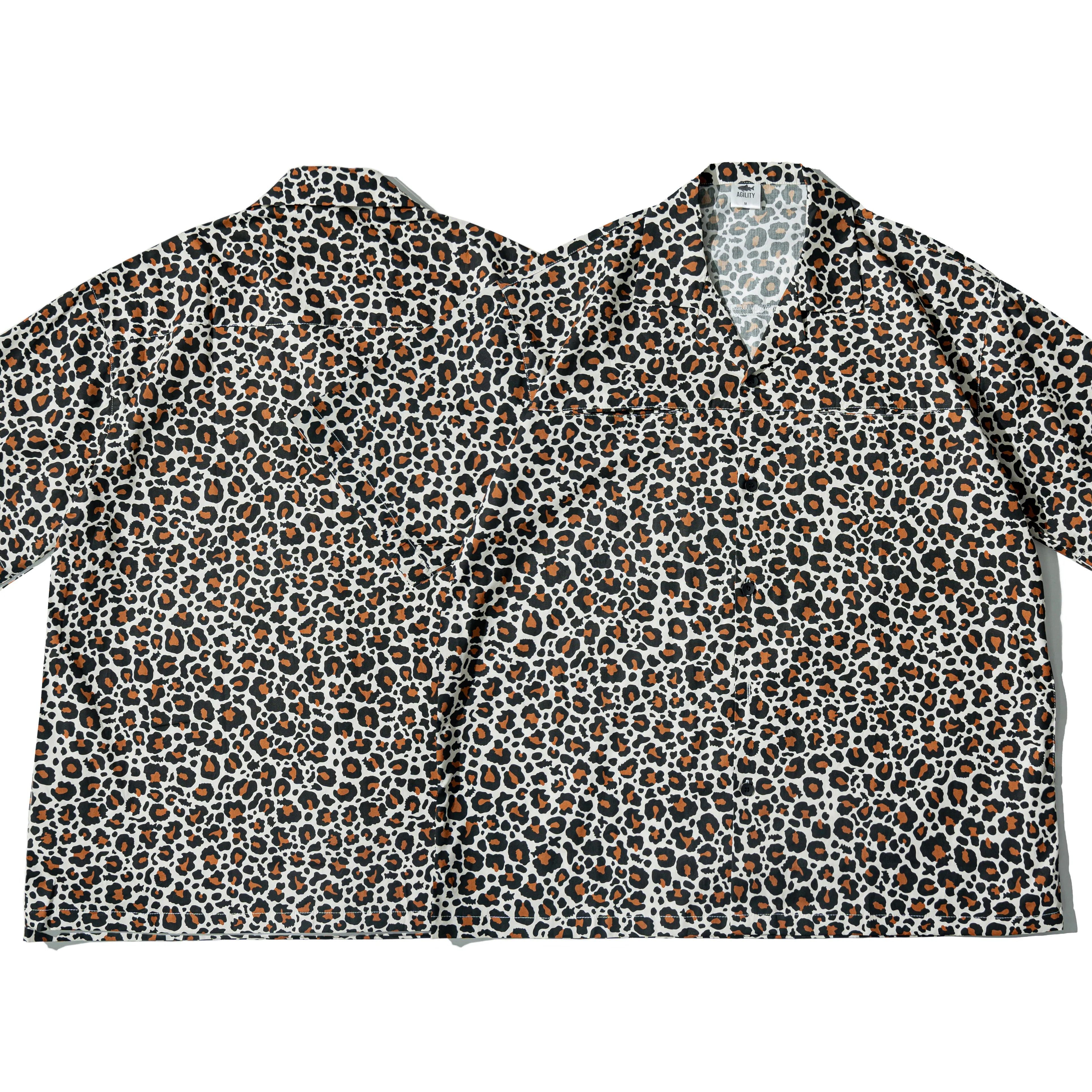 【車庫服飾】AGILITY Leopard Print Cuban Collar Shirts [LS06]