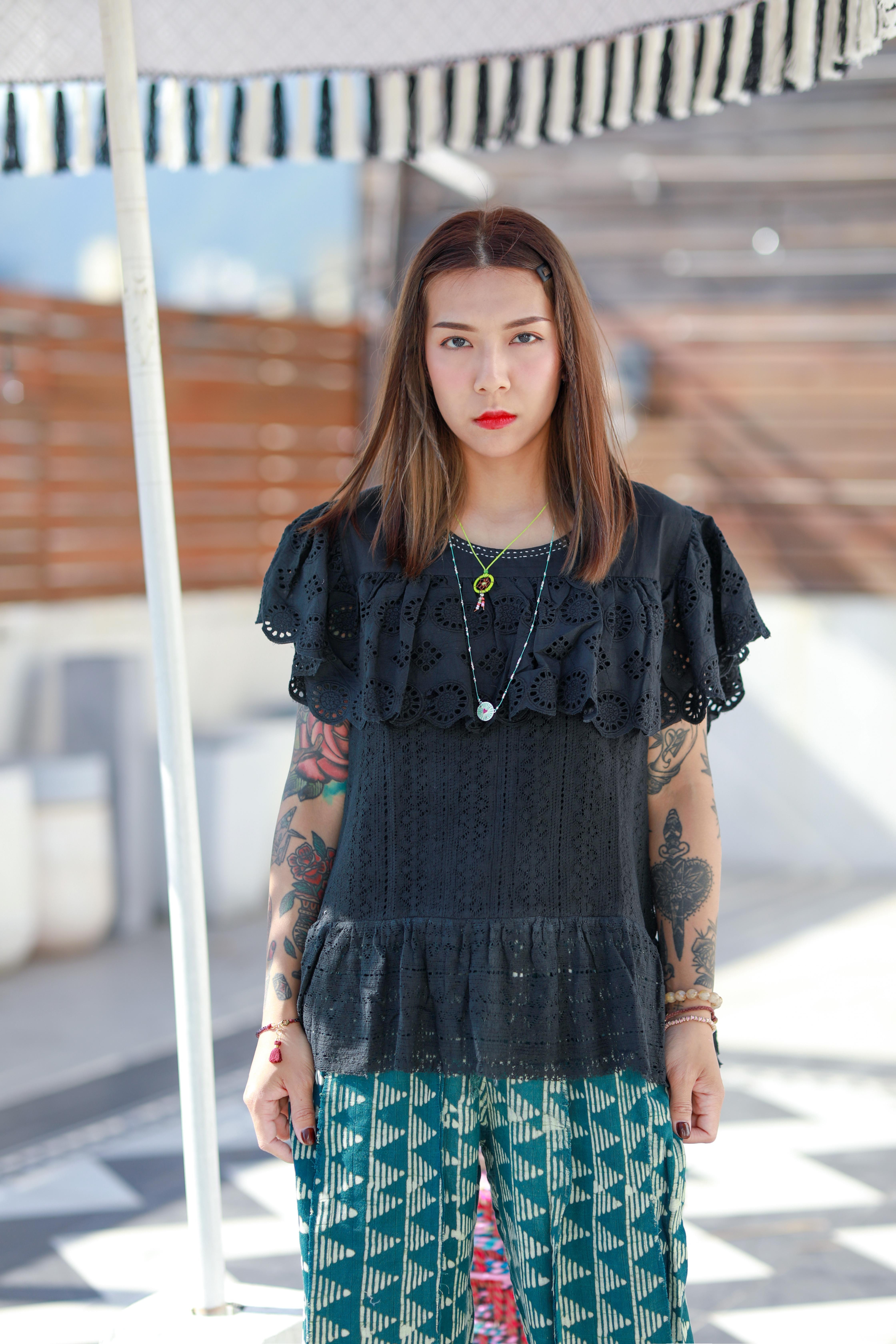Macrame top - M2626C - black (0721)