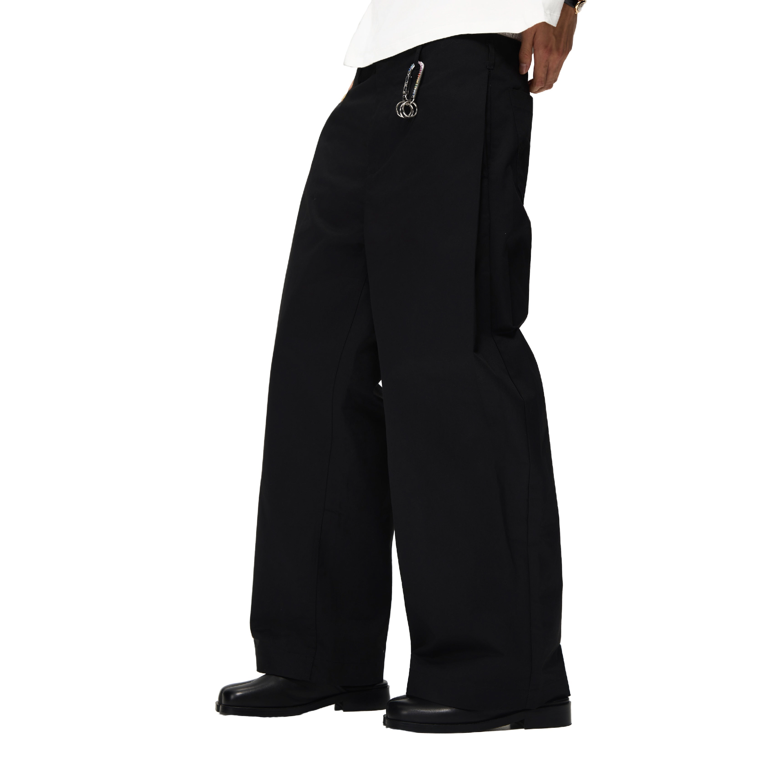 6cRAyon Coating Black Straight Trousers 塗層硬挺長褲