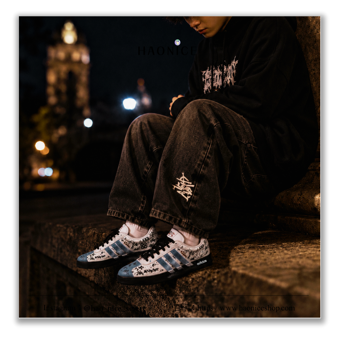 【HAO NICE】客製改色款🎨adidas VL Court 2.0⚡️街頭文化 塗鴉 丹寧風格 藍白 板鞋 德訓鞋