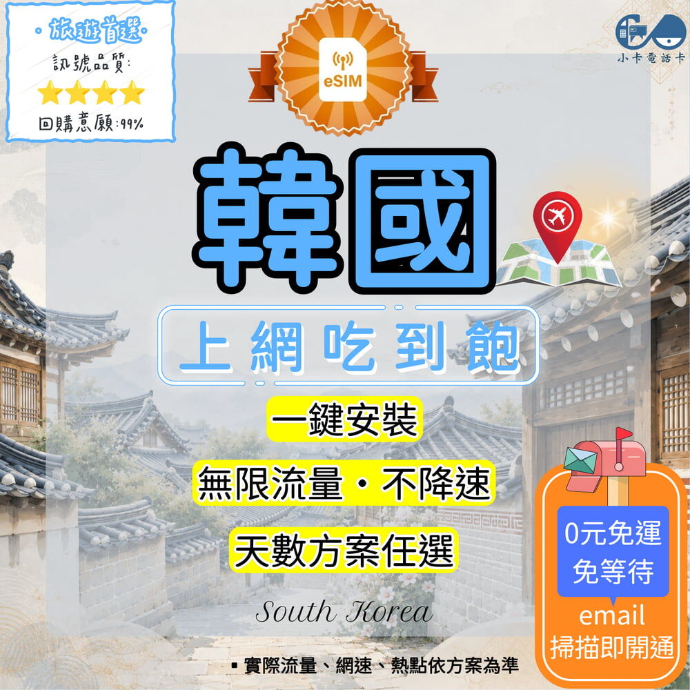 【eSIM】韓國網卡全方案｜吃到飽·每日型·總量型·彈性方案選擇〈快速啟用、免運即時開通、天數客制化〉