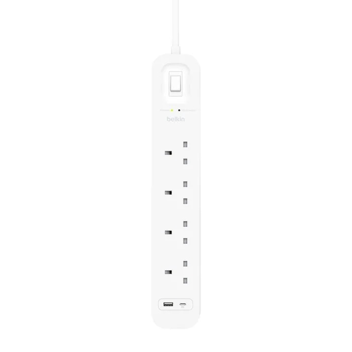 Belkin Connect 4-Port Surge Protected Switch (1 USB-C, 1 USB-A, 2-meter power cord) - SRB001af2M-MY