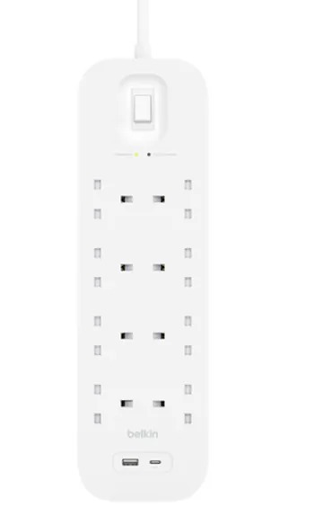Belkin Connect 8-Port Surge Protected Switch (1 USB-C, 1 USB-A, 2-meter power cord) - SRB003af2M-MY