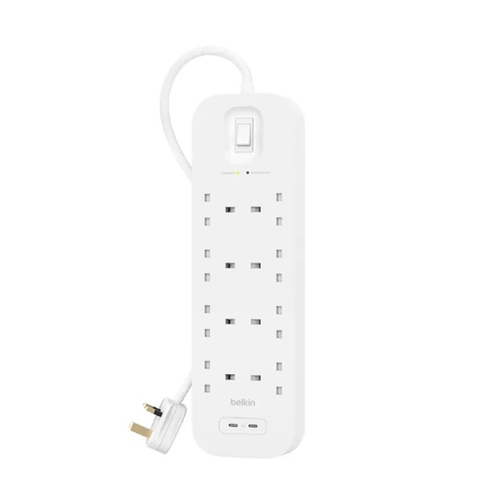 Belkin Connect 8-Port Surge Protected Dashboard (2 USB-C, 2-meter power cord) - SRB004af2M-REV