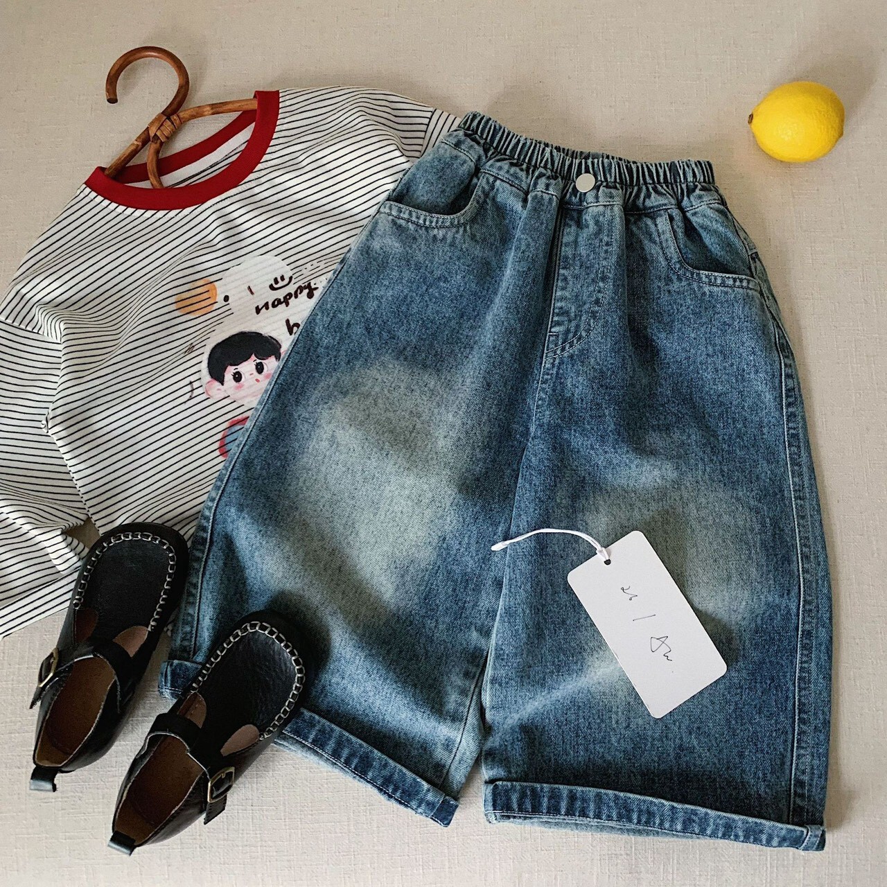 👖 鬆緊腰頭 ꒱ 刷白漸層寬褲  ⋆.˚