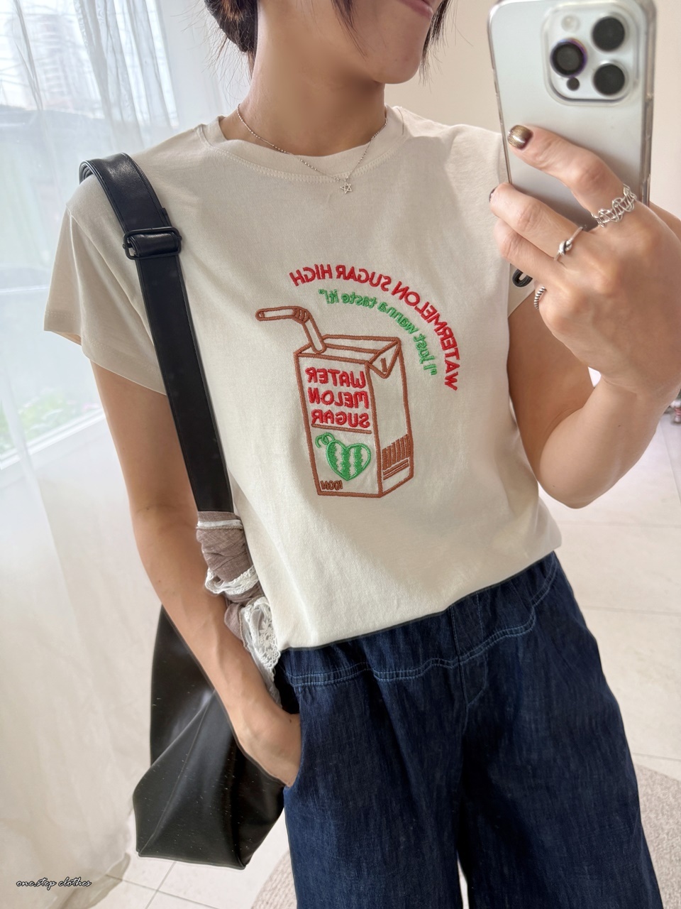 正韓刺繡西瓜牛奶T