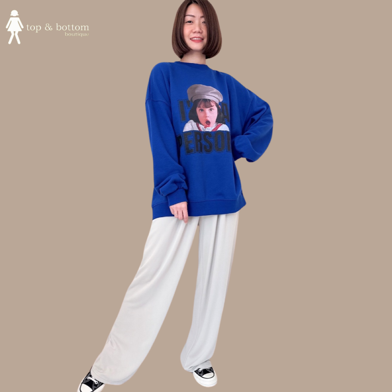 "I AM A PERSON" PRINTED LONG SWEATS