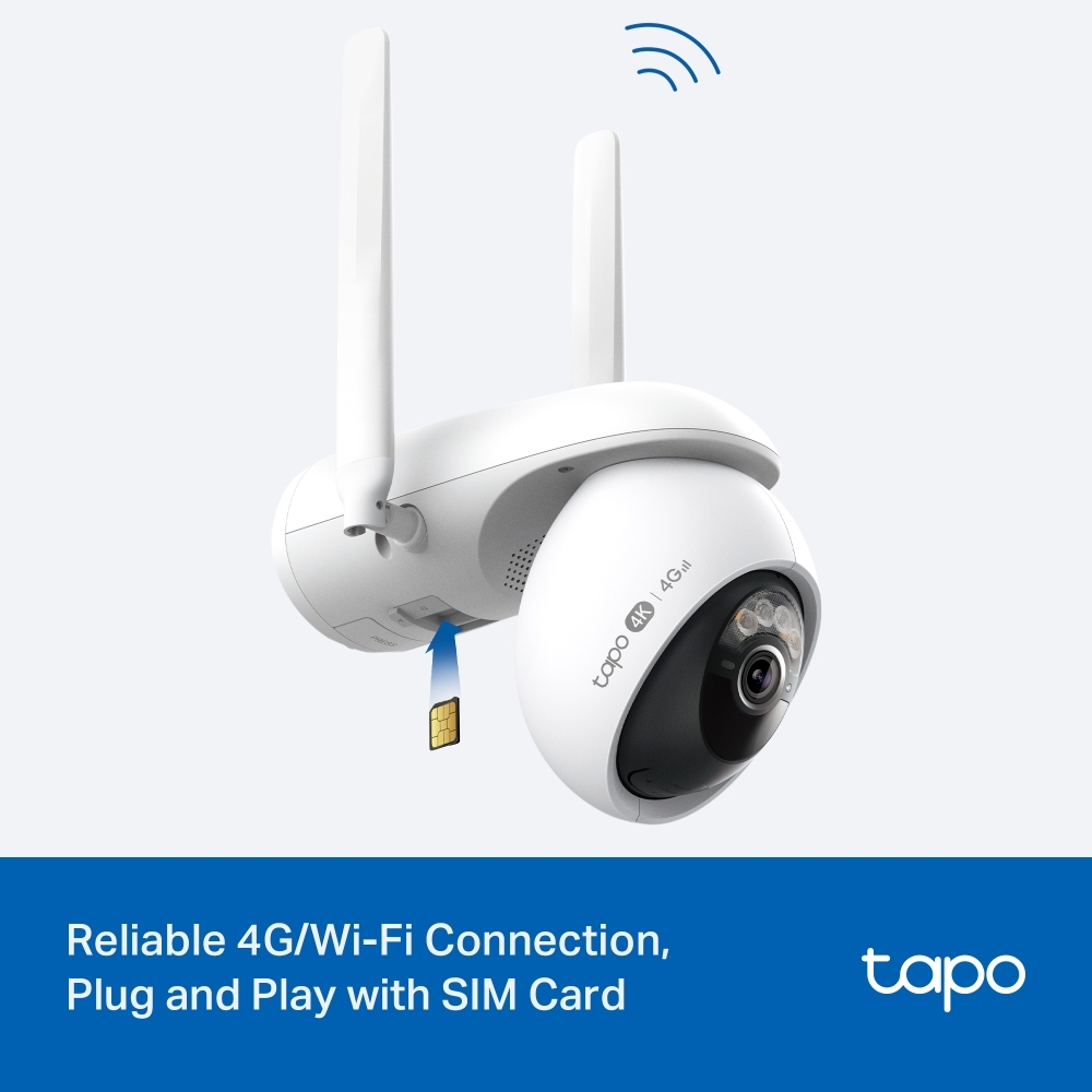 Tapo C665G KIT 4K 8MP 4G LTE Rotating Battery Wi-Fi Camera + Solar Panel Kit