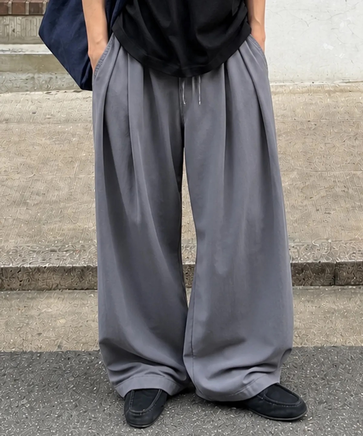 MOZMOZ 舒適單褶寬褲 4色