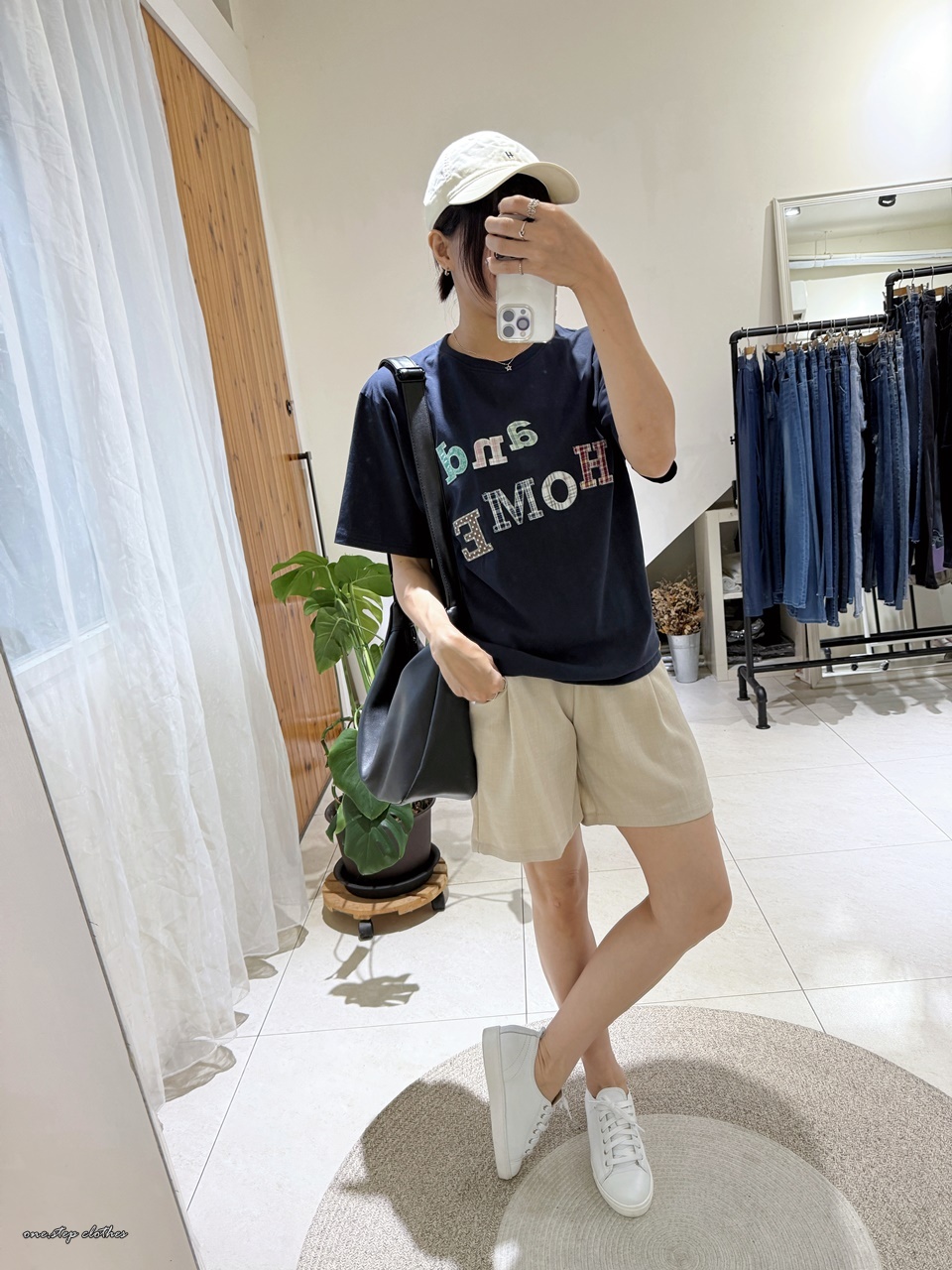 正韓彩色格紋HOME拼貼T