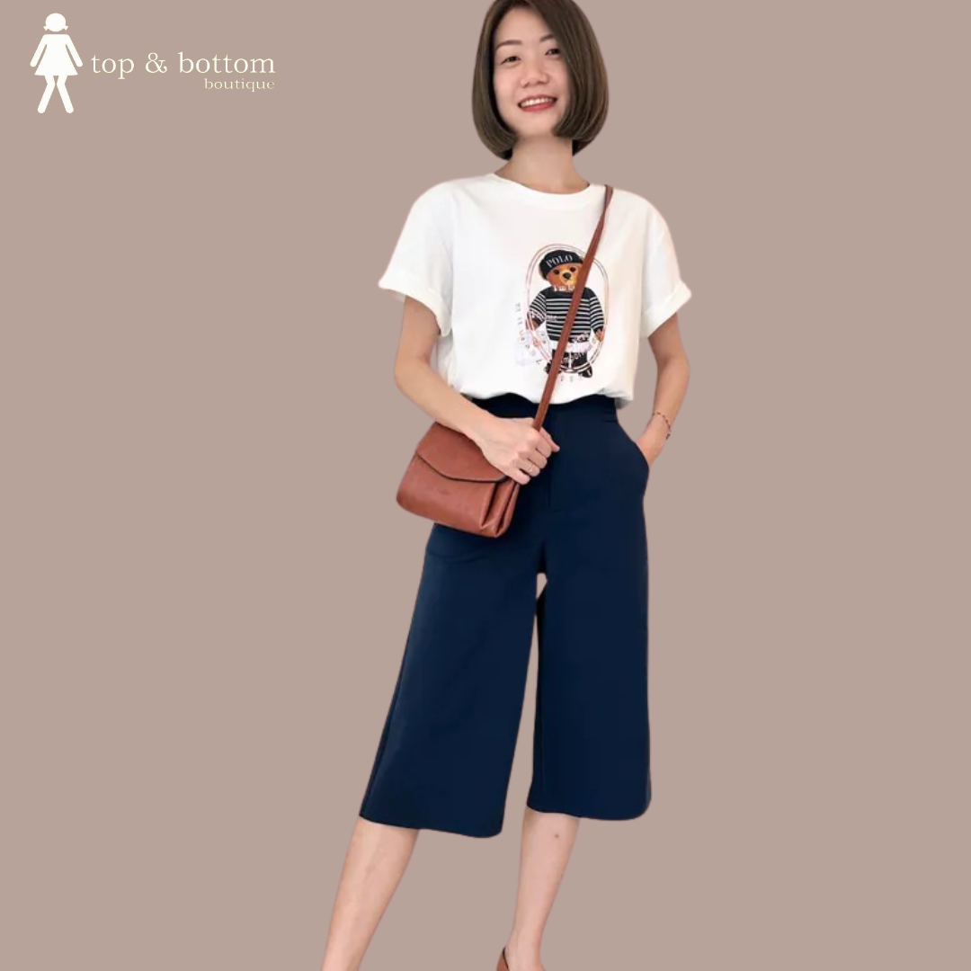 COTTON 3 QUARTER WIDE LEG PANT