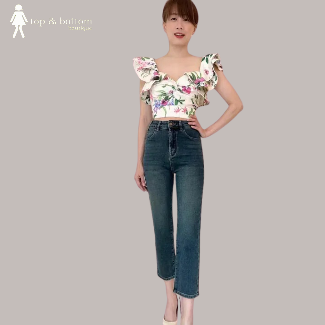 HIGH WAISTED BASIC SLIM FIT ANKLE JEANS