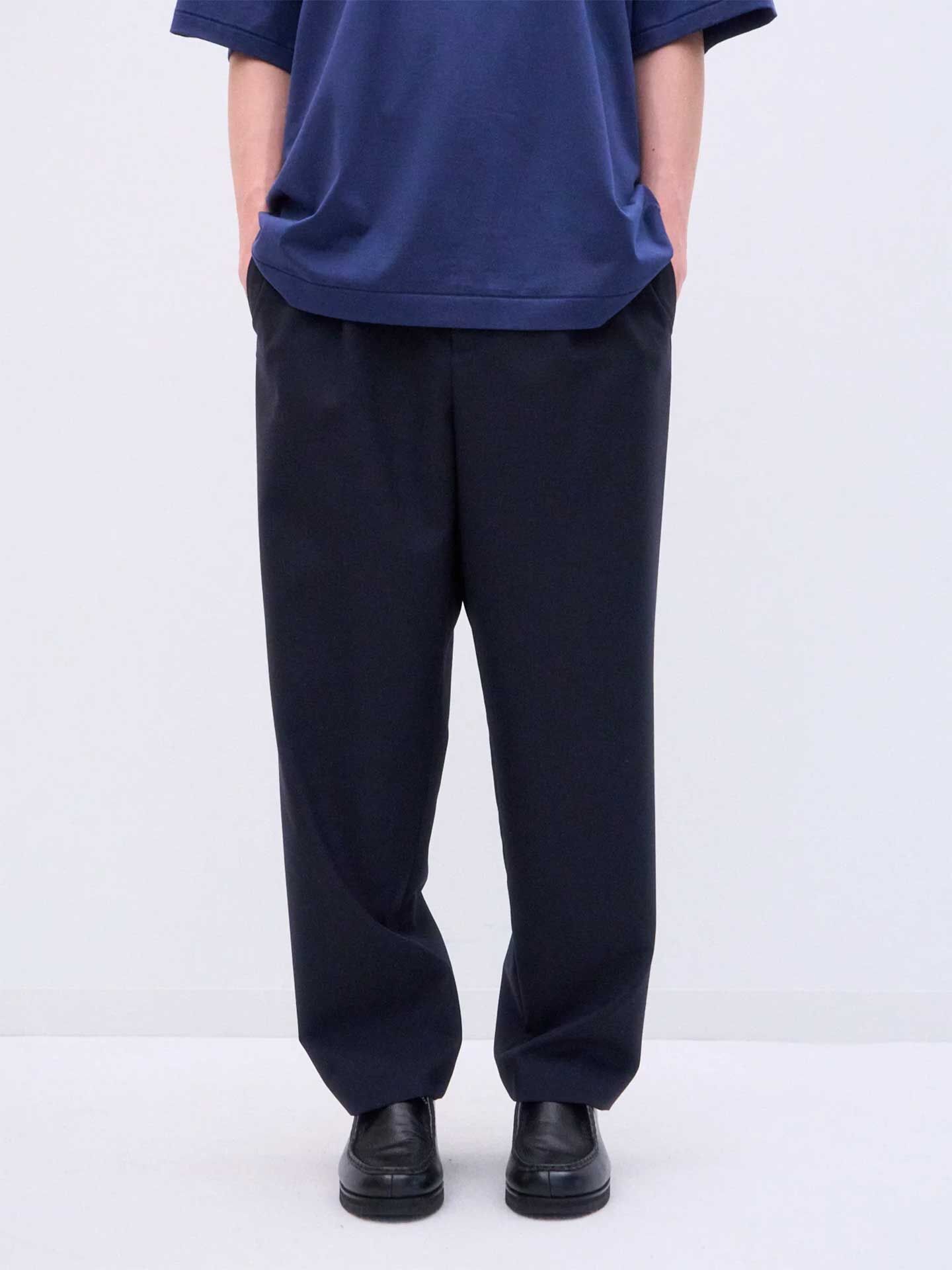 ATON Wool Tropical Loose Fit Tapered Easy Pants