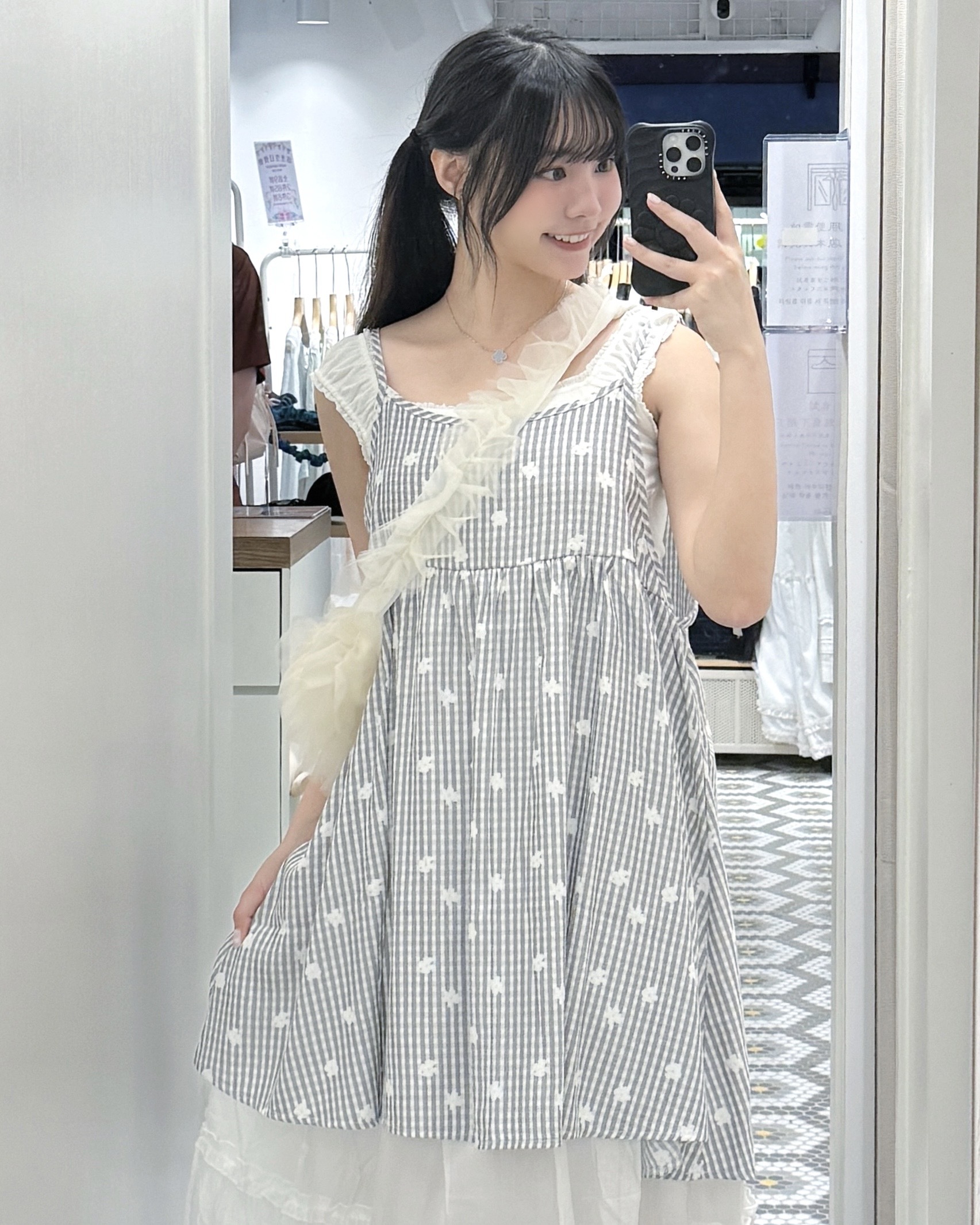 EA1342｜田園休閒感舒適棉麻格紋花花吊帶外搭上衣୧ ‧₊˚ 🍮 ⋅ ☆