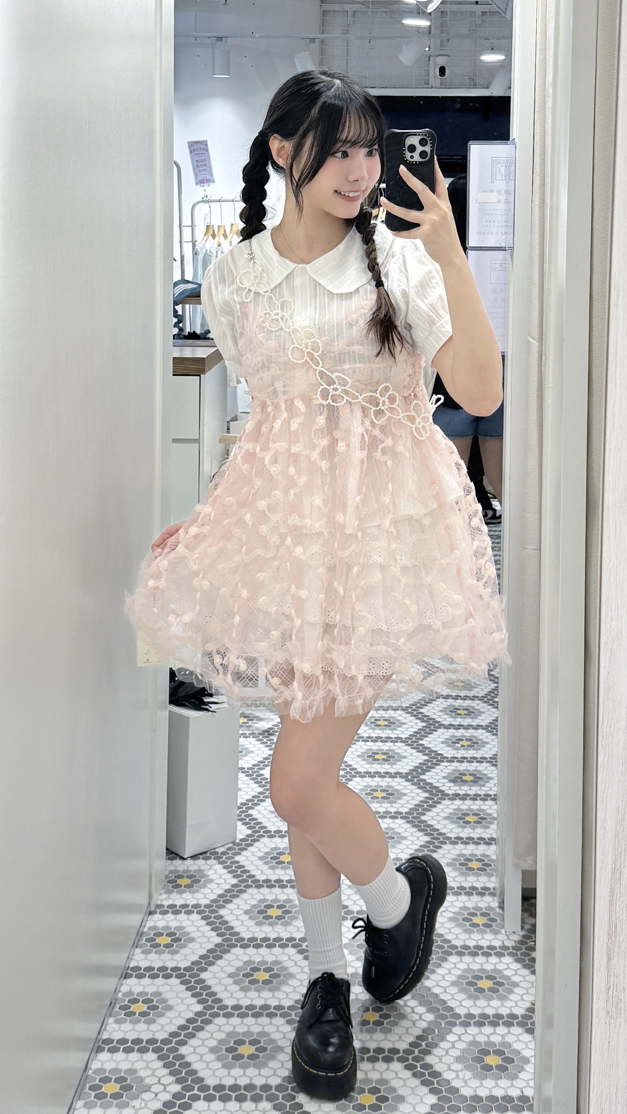 EA1339｜精緻造型感🐇 玫瑰刺繡透視紗紗雙層吊帶OPS (*ᴗ͈ˬᴗ͈)ꕤ*.ﾟ
