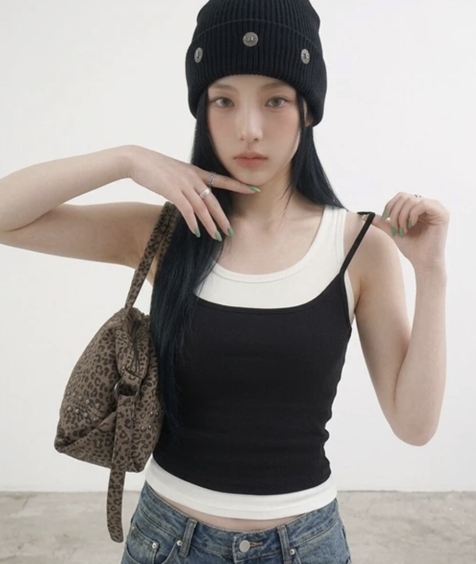 小心機假兩件撞色TEE ART0709