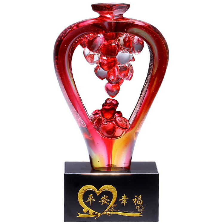 平安幸福 琉璃愛心瓶擺件｜傳遞真摯心意的頂級工藝賀禮