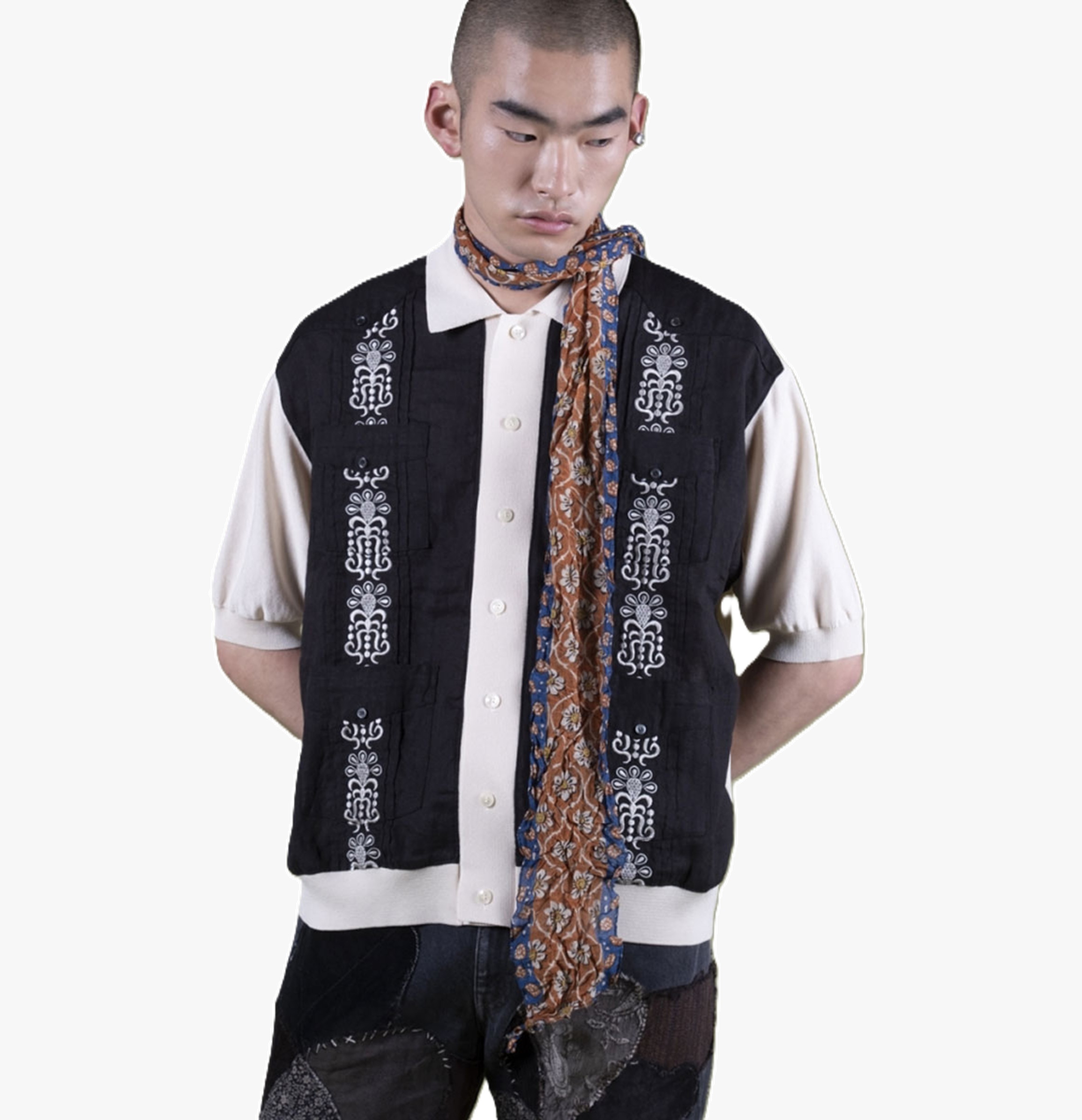 KAPITAL 2026 KNIT CUBAN SHIRT S/S - BLACK PRE ORDER ITEM (預訂中)