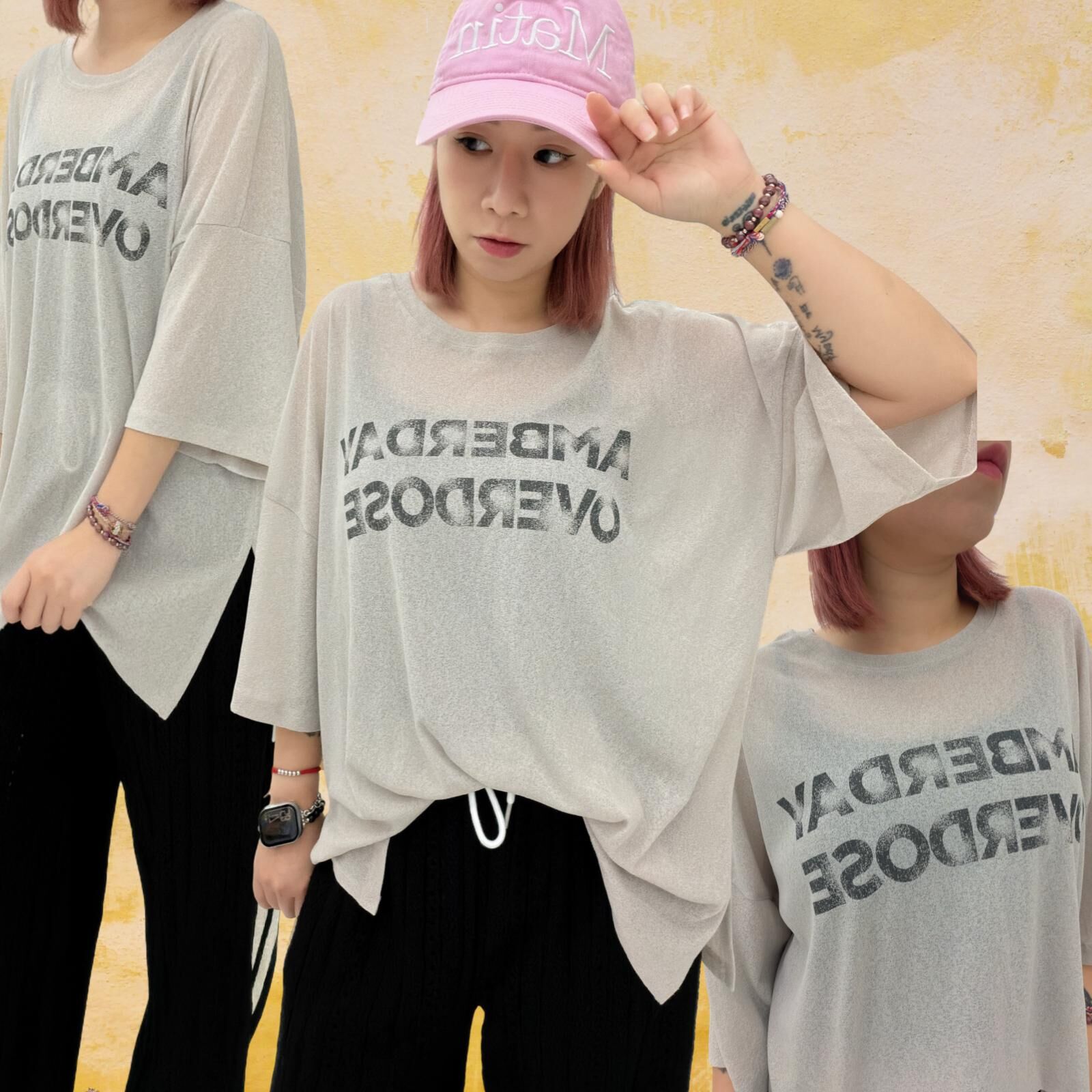 韓國 涼爽薄長身英文字TEE（K7 F273）