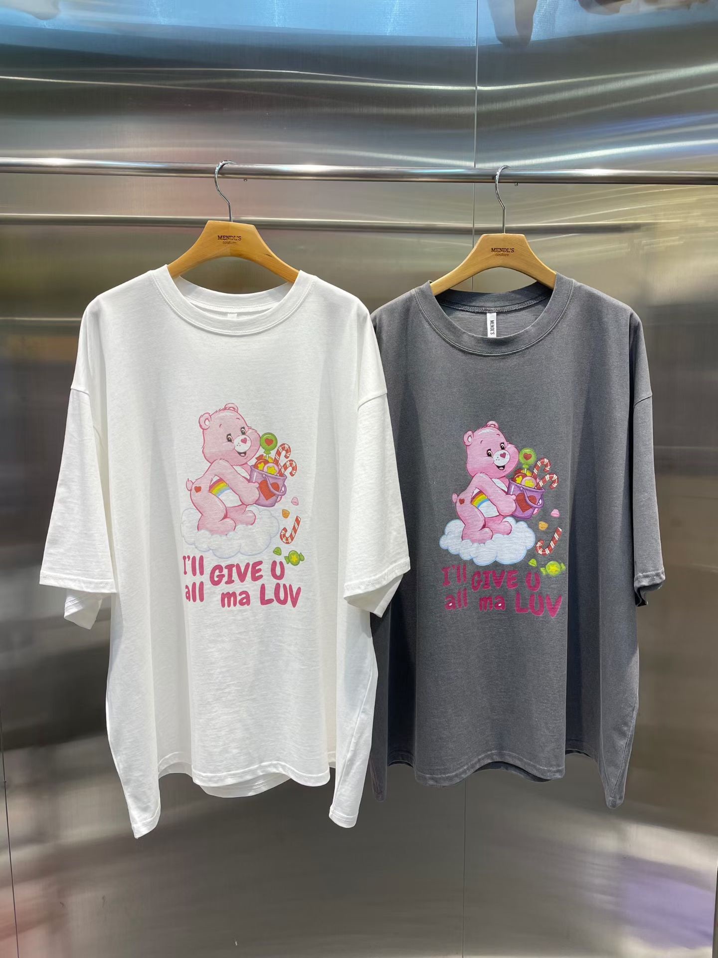 🇰🇷製care bears小細閃over size 短T💖
