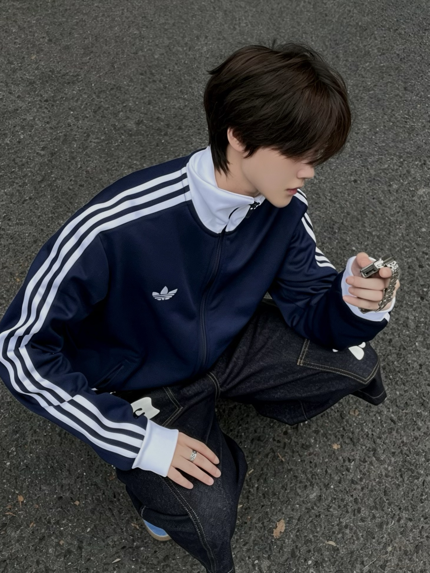 Adidas originals 立領 深藍 三線 夾克 外套 KE3526