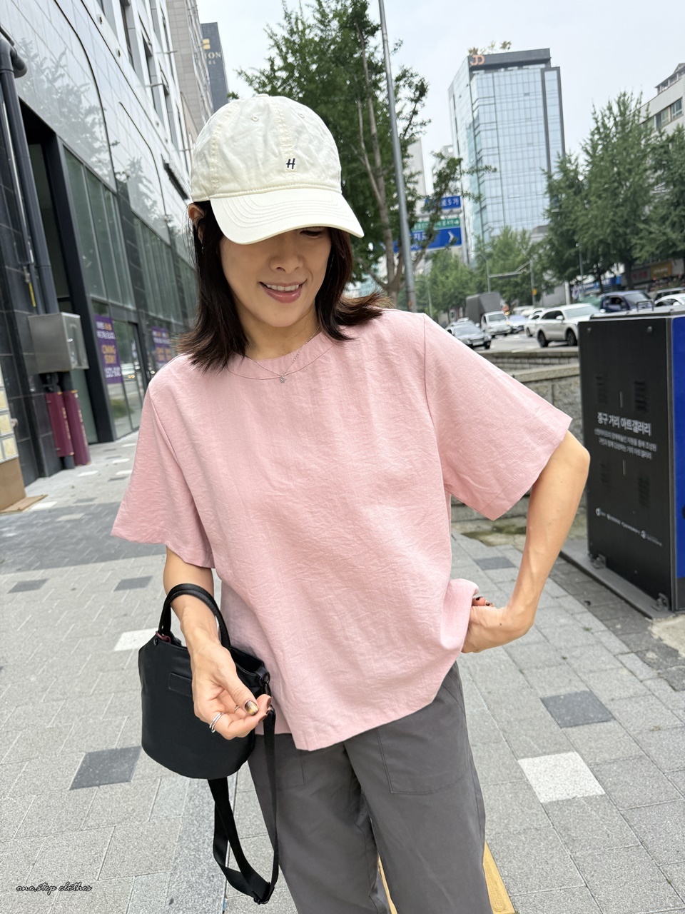 正韓Nancy清爽棉麻上衣 (粉)