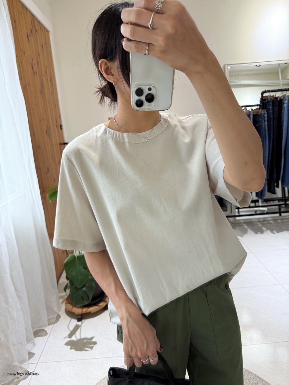 正韓Nancy清爽棉麻上衣 (白)