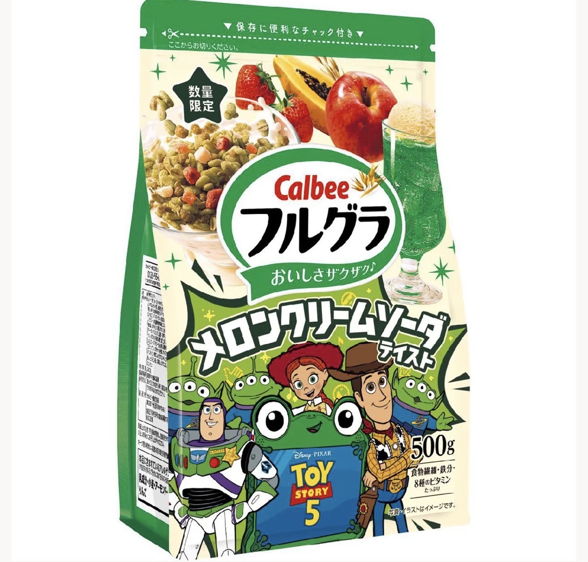 【數量限定】JP Toystory x Calbee 蜜瓜忌廉梳打風味果乾 穀物脆片 500g 9255 TK260721